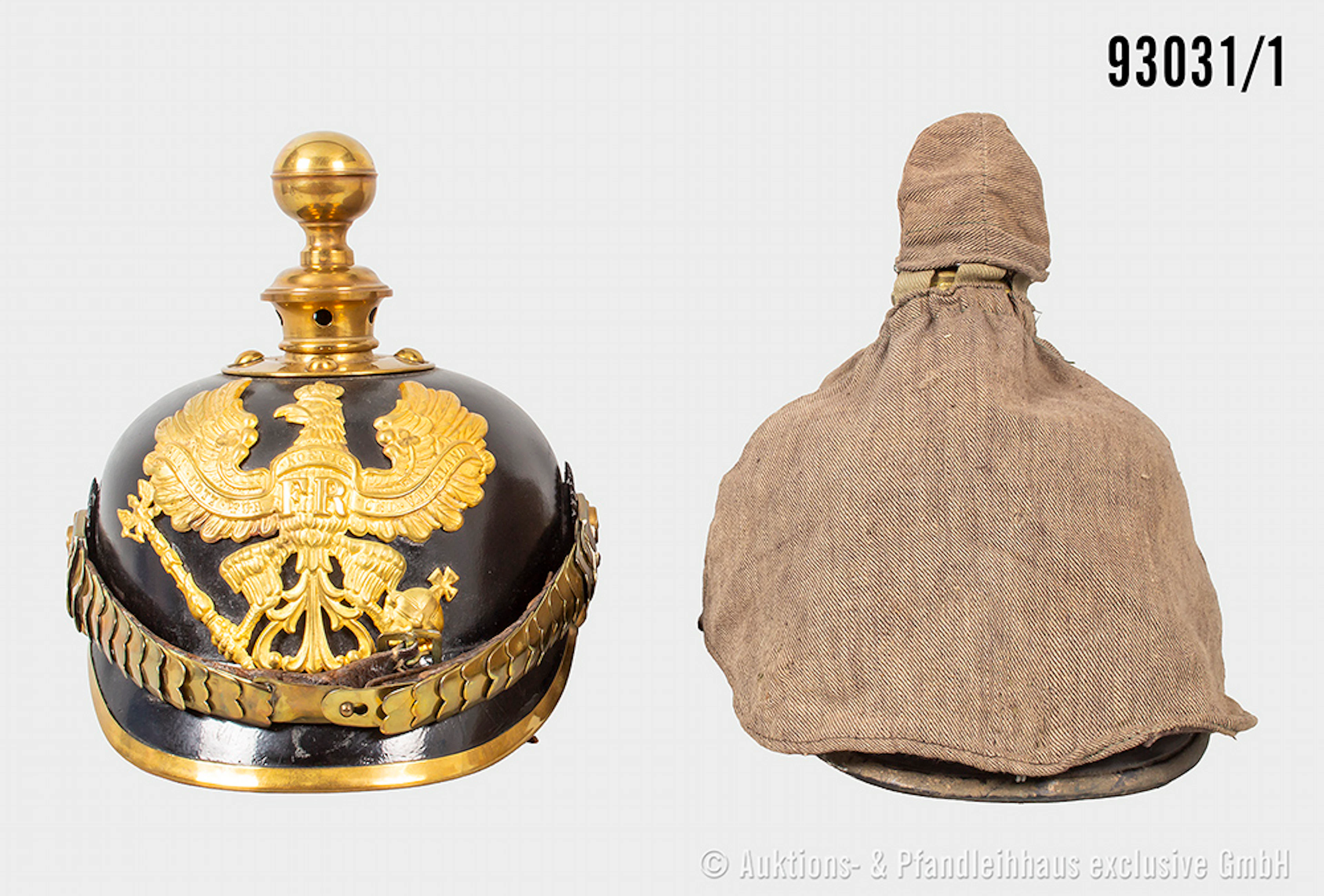 Preußen, Pickelhaube für Mannschaften der Feldartillerie, komplett