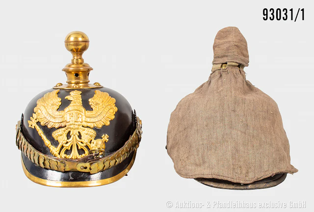 Preußen, Pickelhaube für Mannschaften der Feldartillerie, komplett