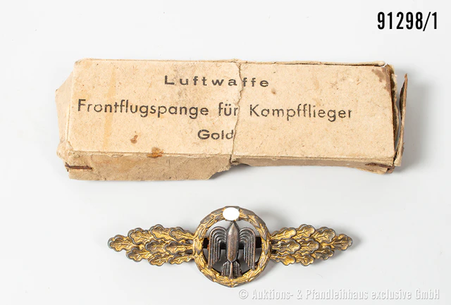Frontflugspange für Kampfflieger in Gold, Hersteller "G. H. Osang