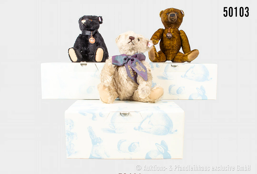 Steiff Replika Teddybären, Mohair, KF, Teddy schwarz Nr. 421181, limitiert