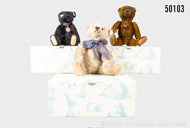 Steiff Replika Teddybären, Mohair, KF, Teddy schwarz Nr. 421181, limitiert