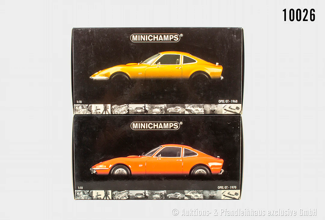 Minichamps Modellfahrzeuge, Opel GT 1968 und 1970, Metall, 1:18, Z 0, OVP