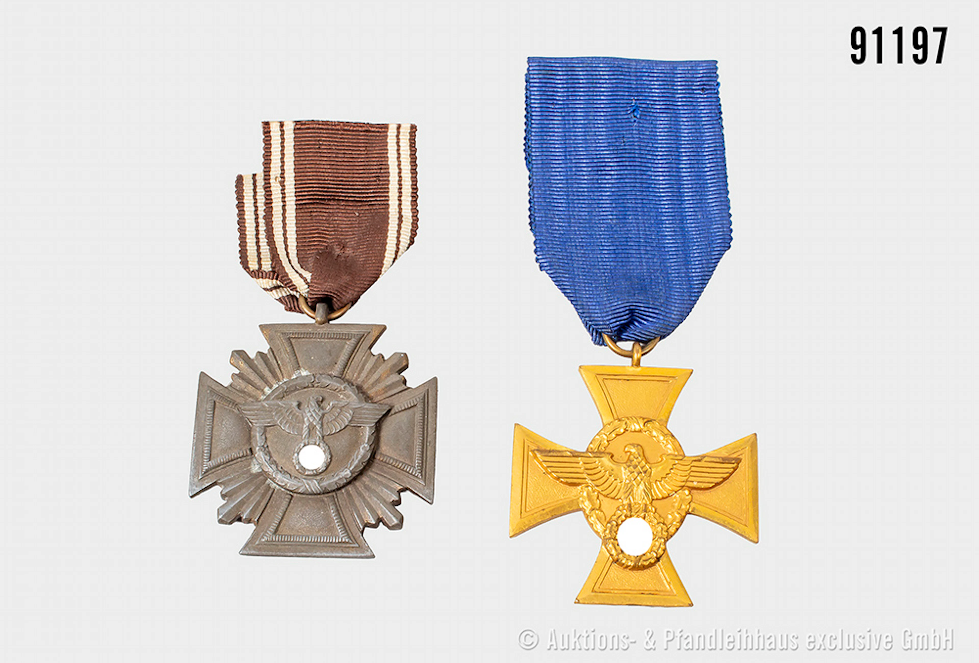 Konv. NSDAP Dienstauszeichnung in Bronze und Polizei Dienstauszeichnung