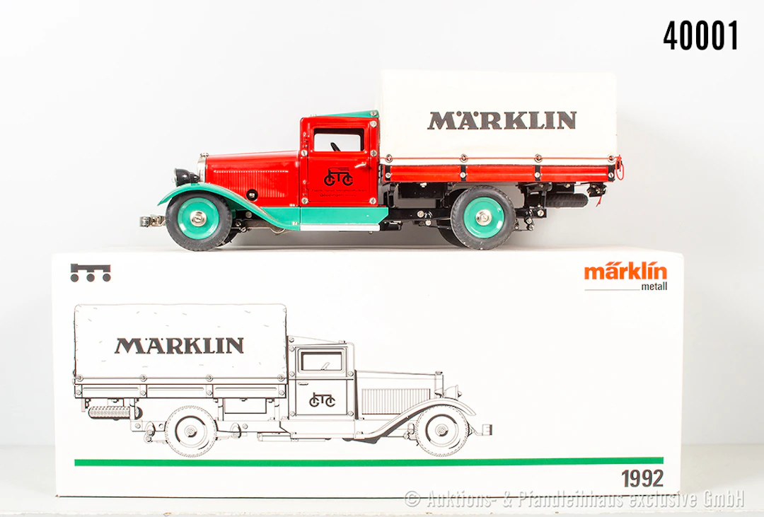 Märklin Lieferwagen 1992, Blech, Uhrwerk intakt, Z 0-1, Schlüssel
