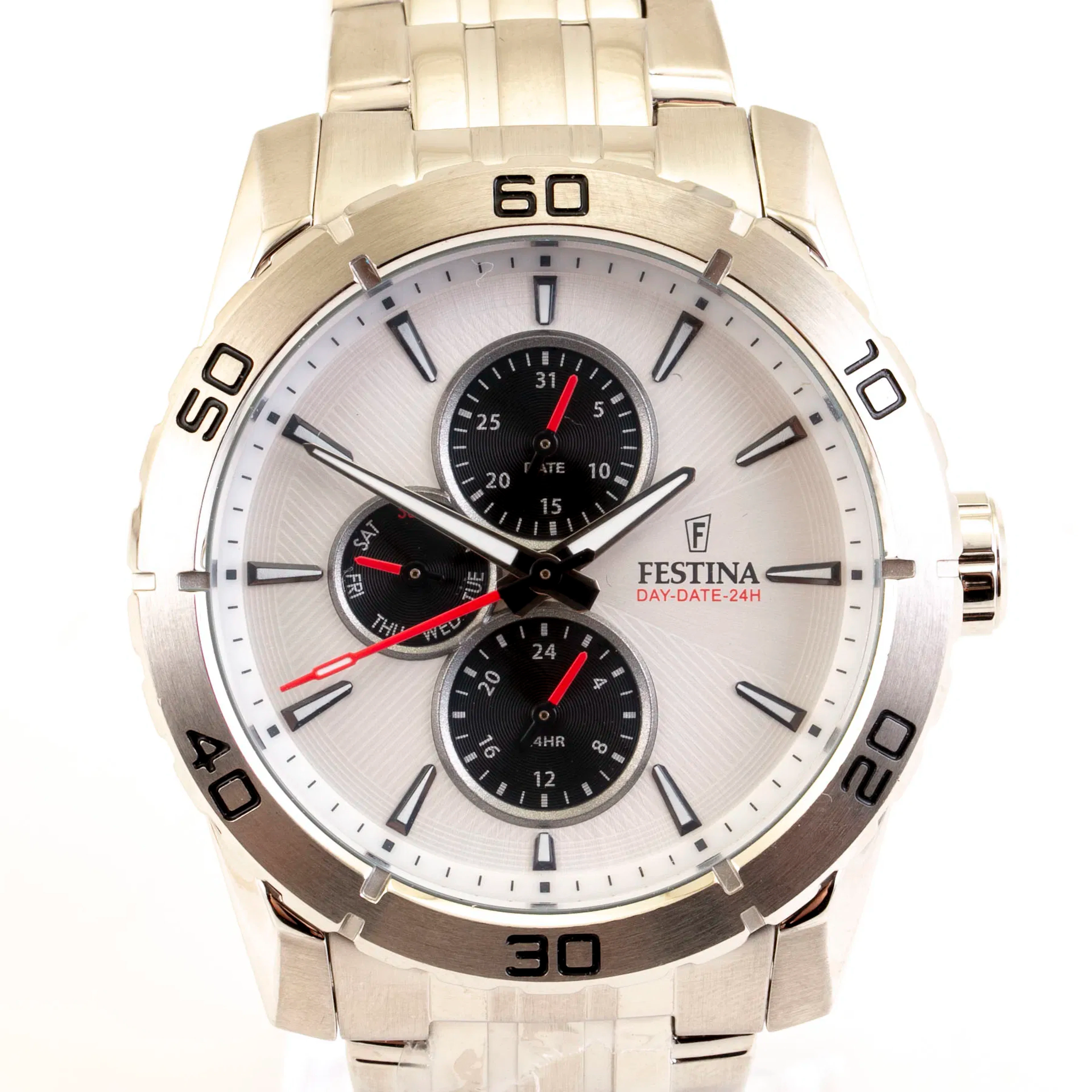 FESTINA, armbandsur, Day-Date 24H, stål