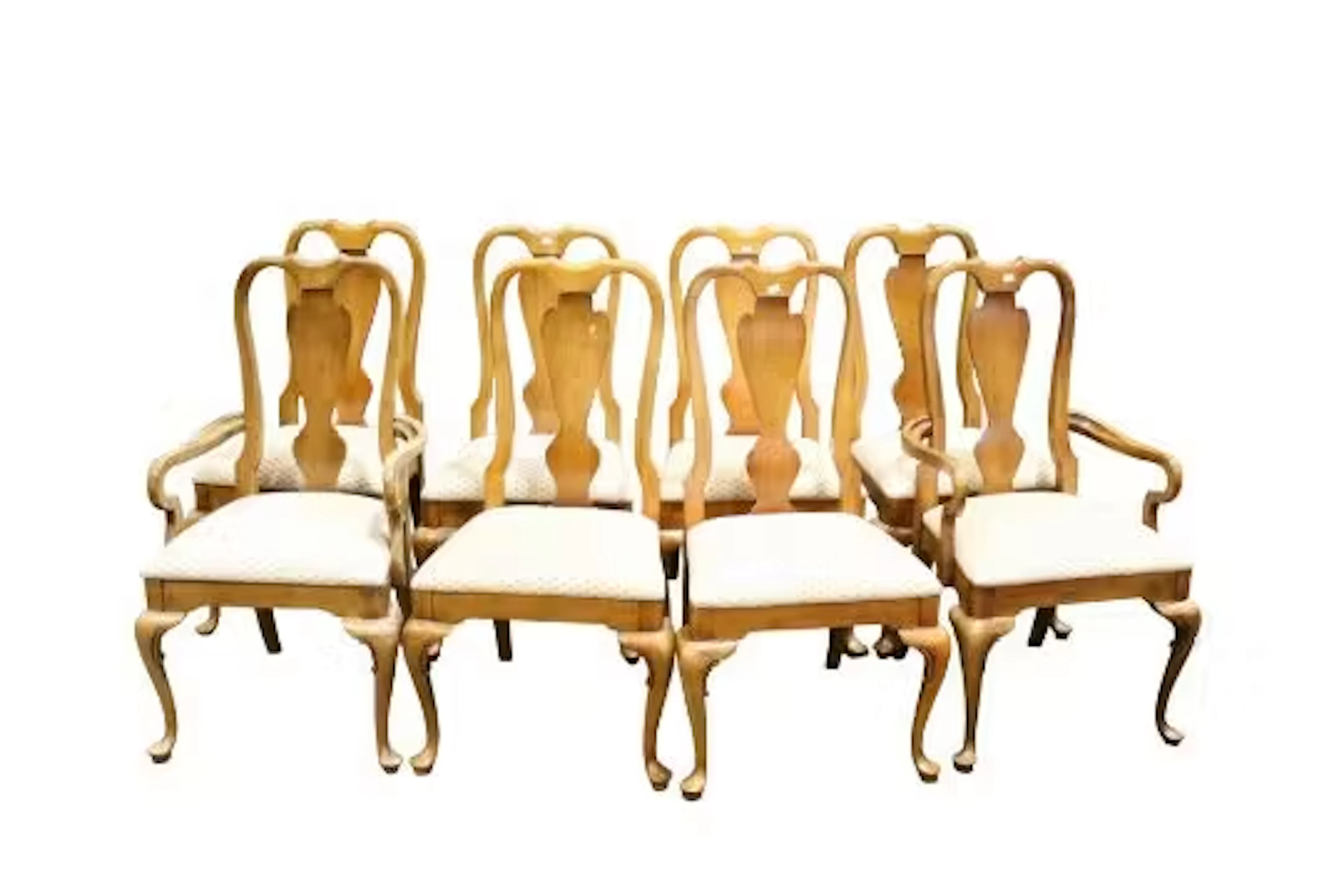 A set of eight 20th century Queen Anne style dining chairs. (2 and 6).