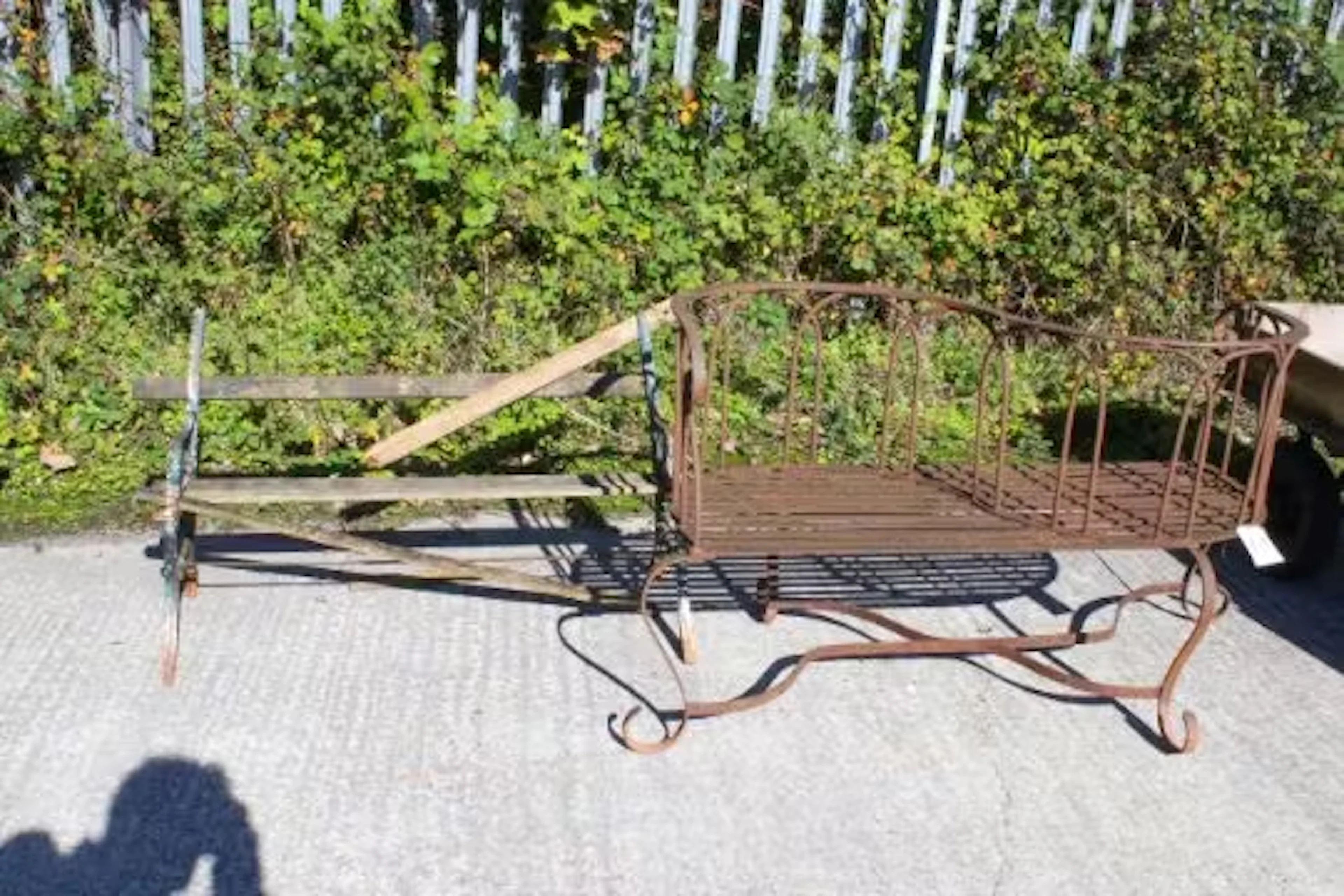 Two garden benches.