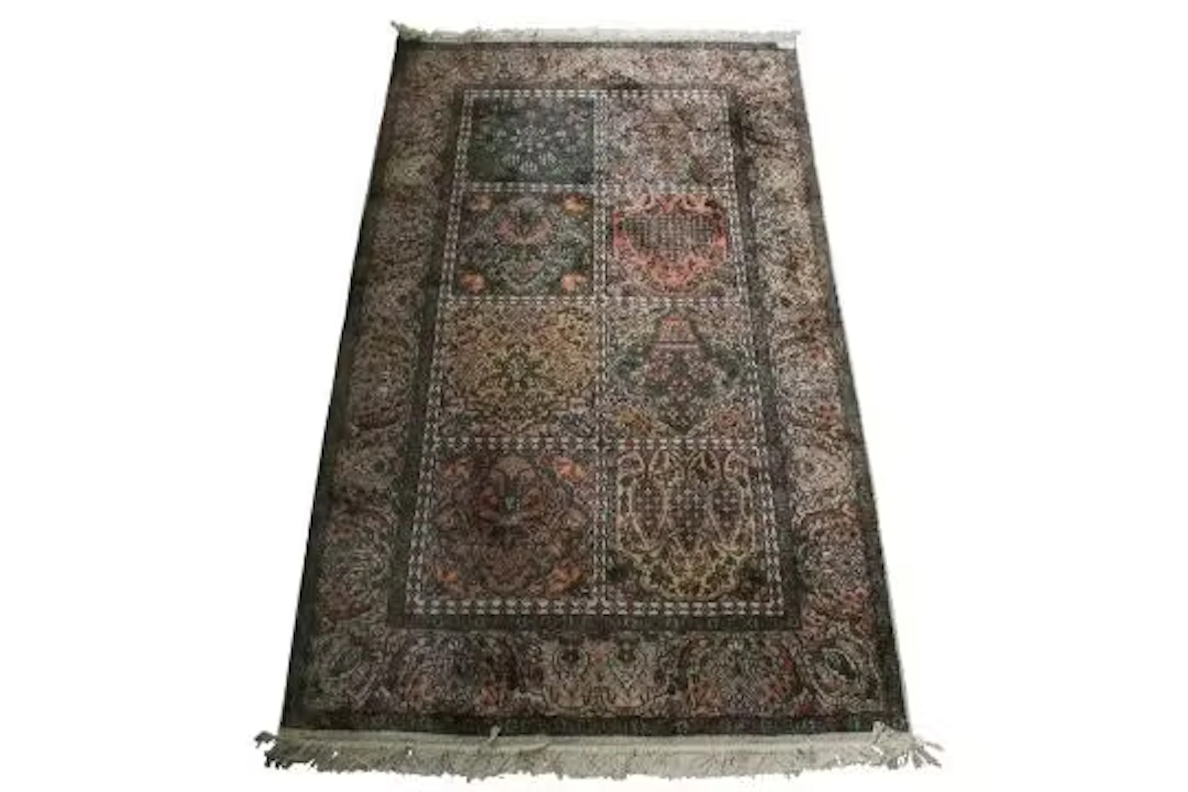 A contemporary Persian silk rug.