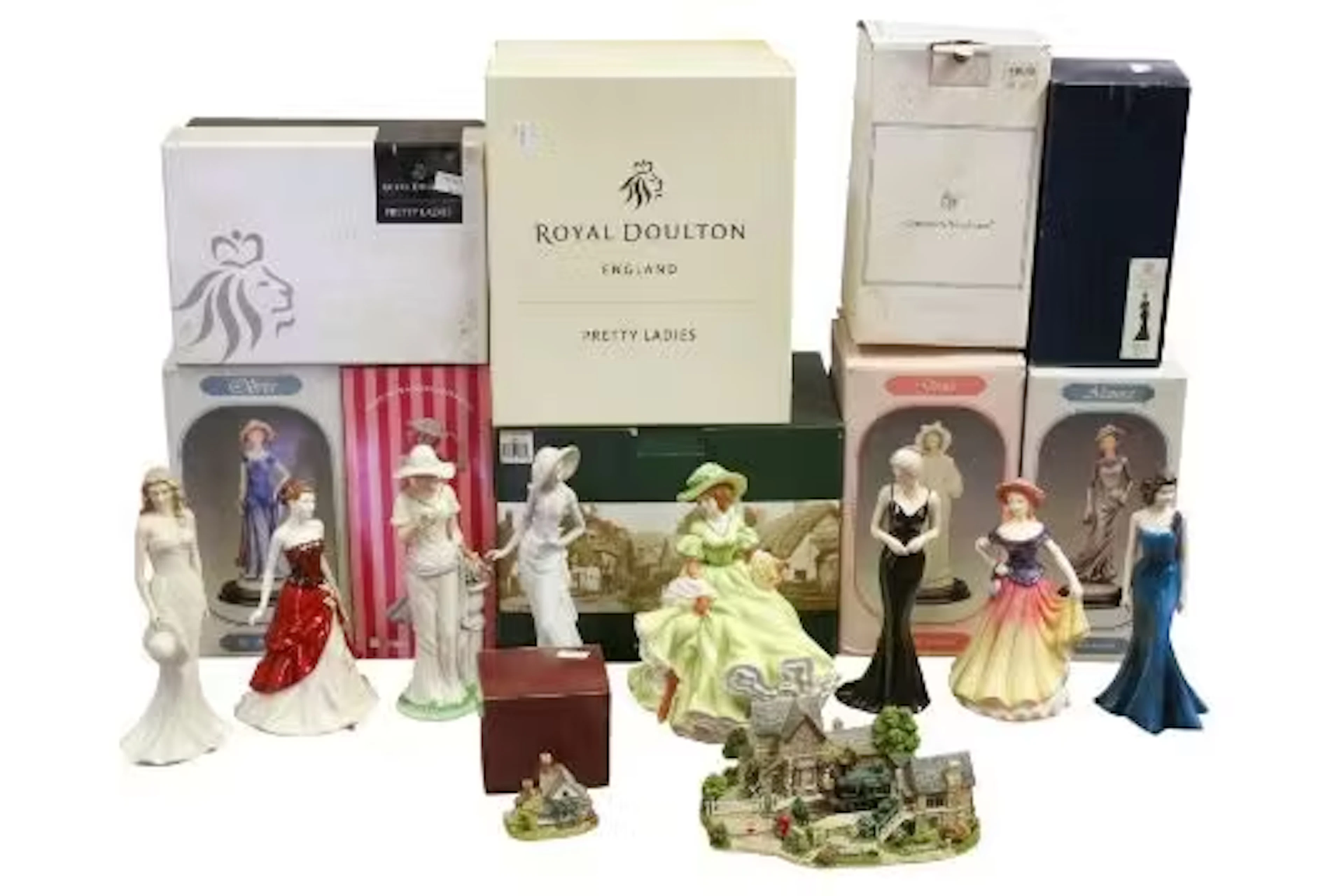 A collection of eight assorted Doulton and other Lady china figurines