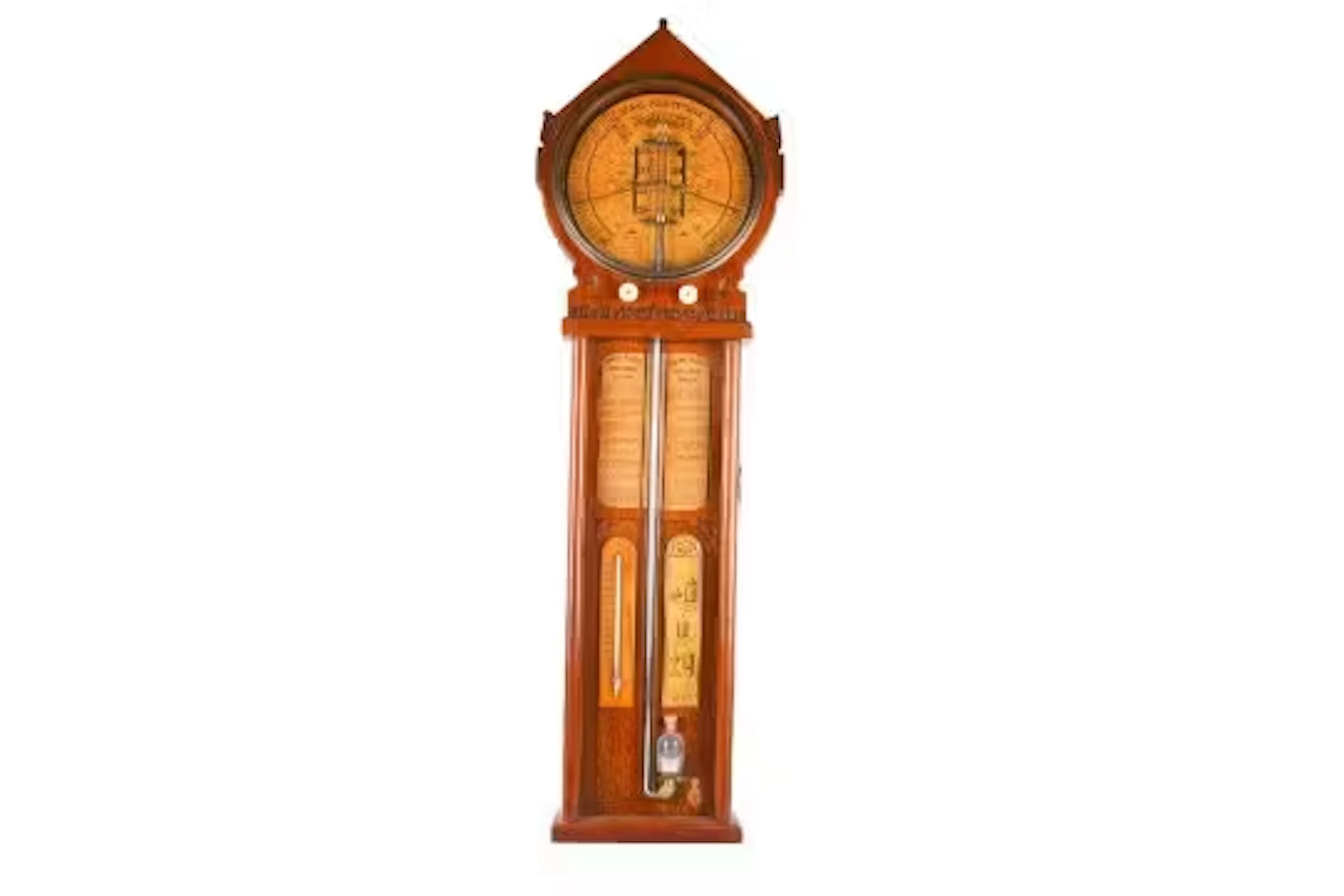 A 19th century Royal Polytechnic 'Admiral Fitzroy' oak cased barometer