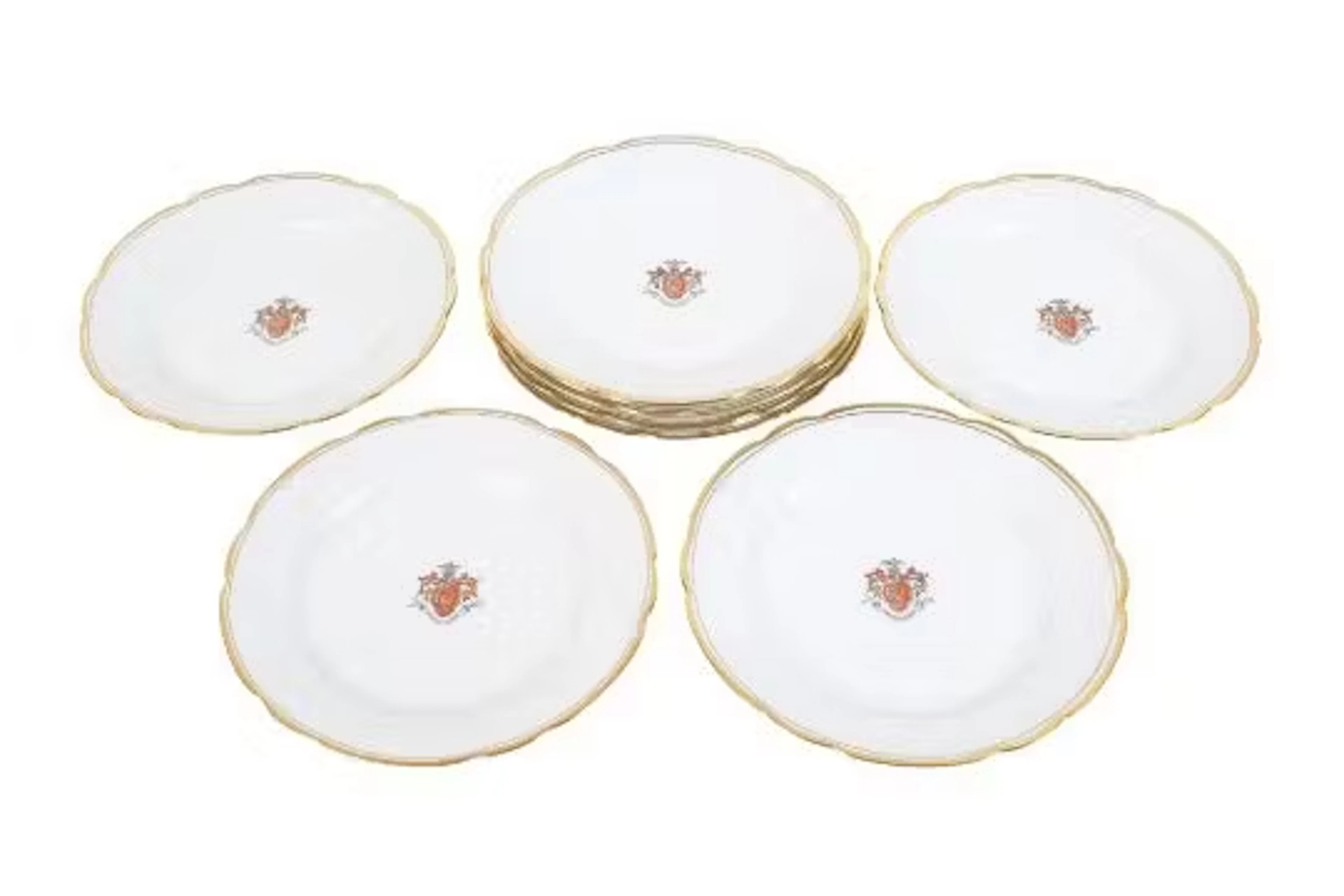 Eight Seltmann Weiden Bavaria heraldic plates. Hand painted with crests