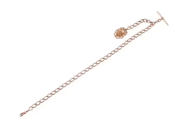 A 9ct gold Albert watch and pendant.