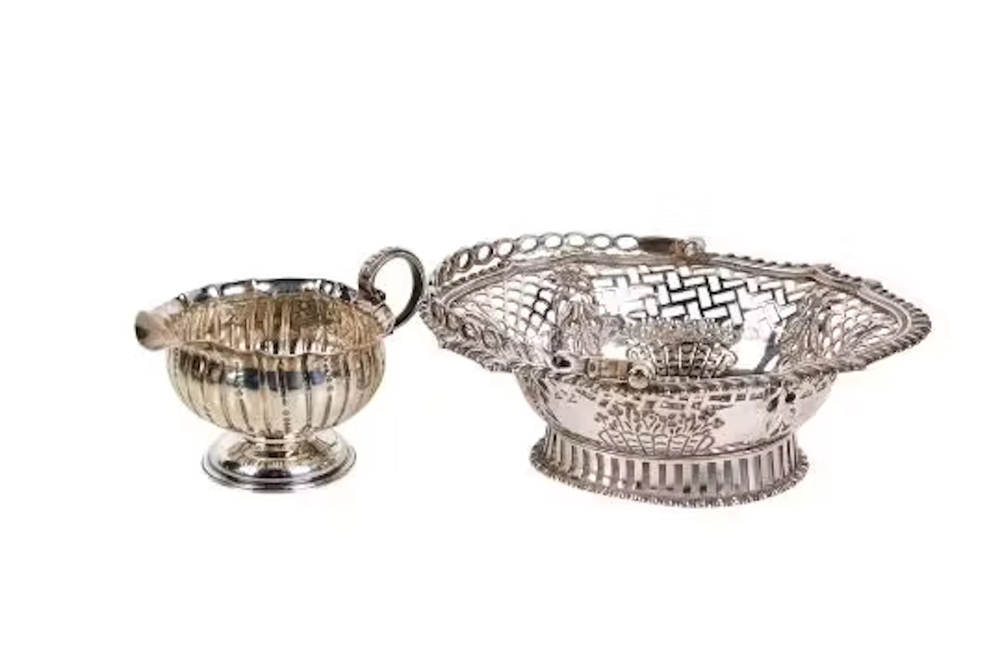 A late 19th/early 20th century Britannia silver basket and a Victorian