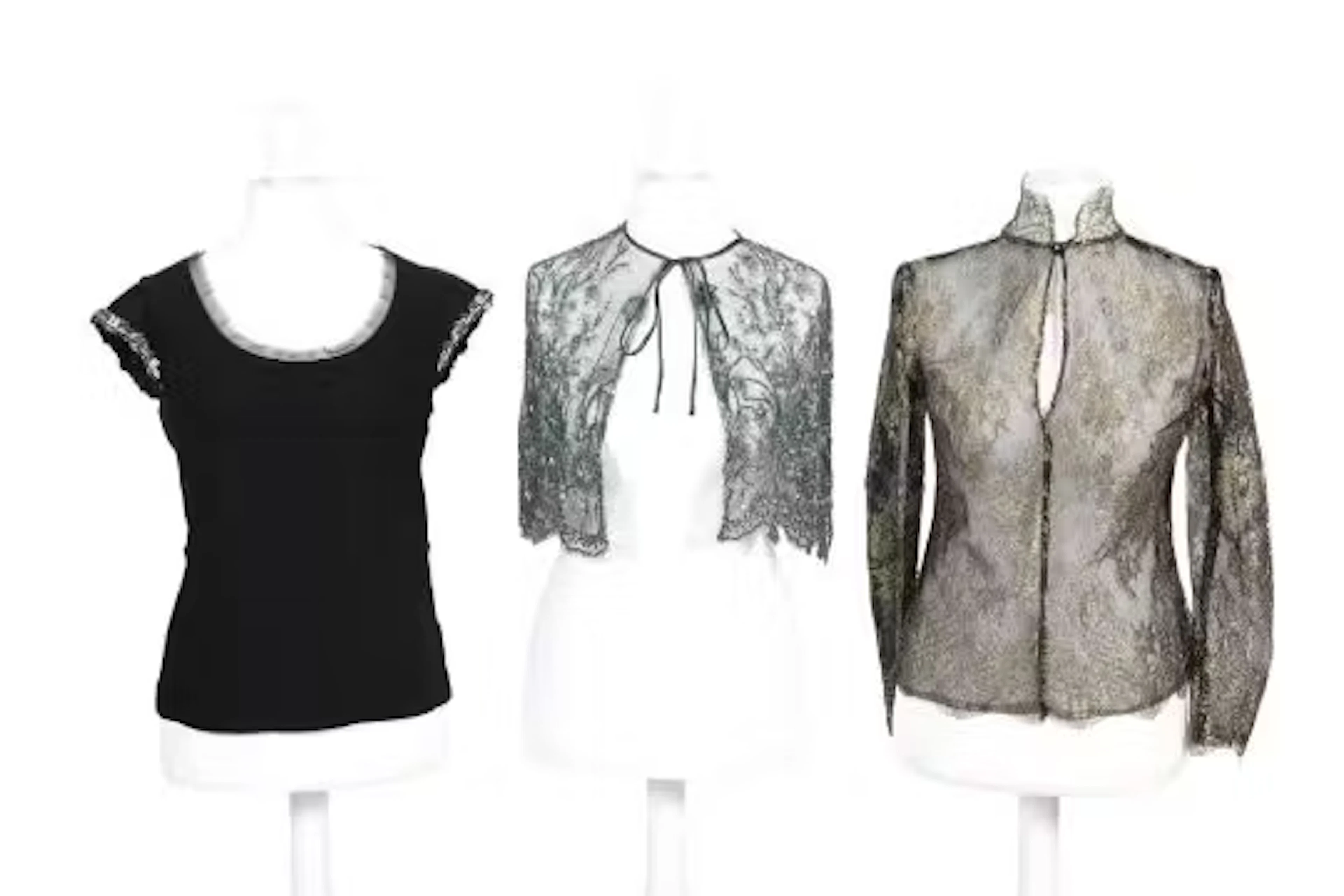 Three pieces of designer evening wear.