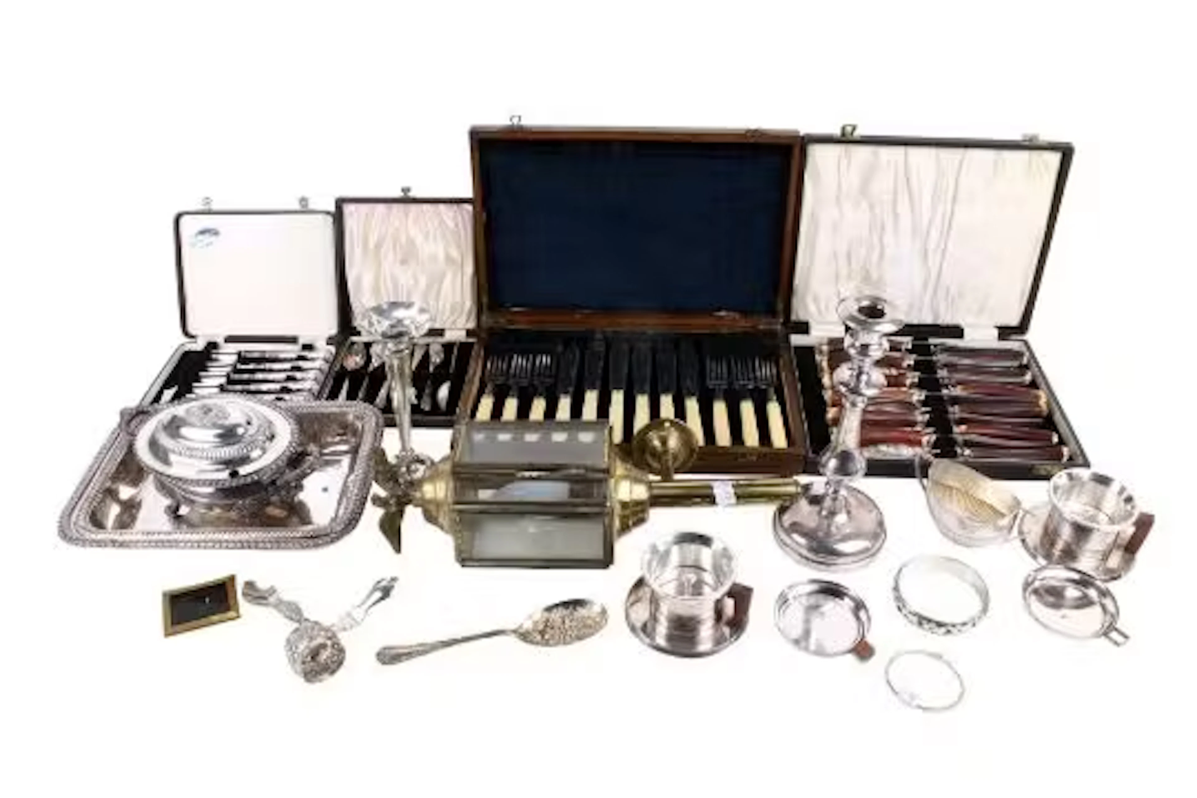 A group of silver, silverplate and other items.
