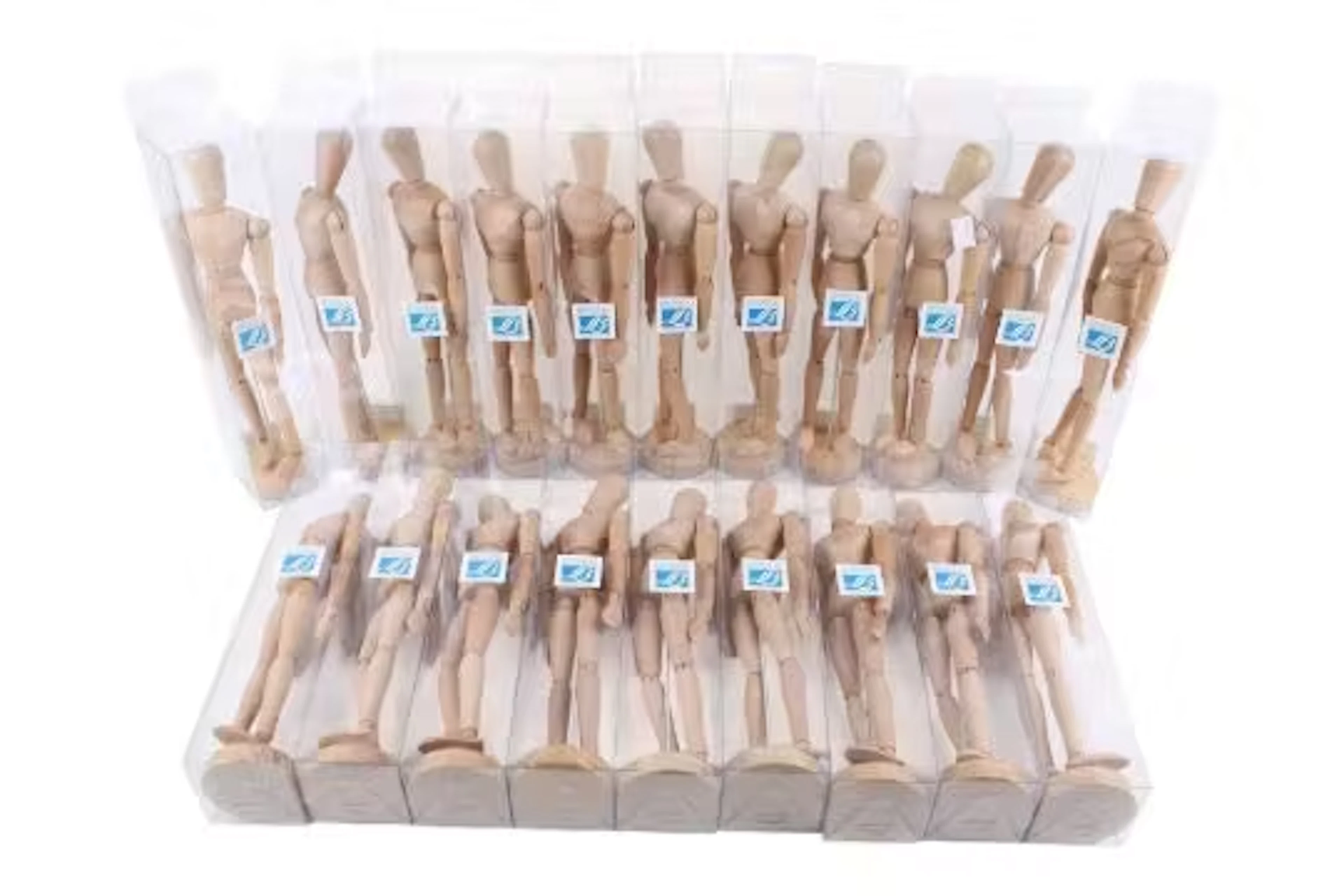 Twenty Lefranc & Bourgeois artist wooden mannequins.