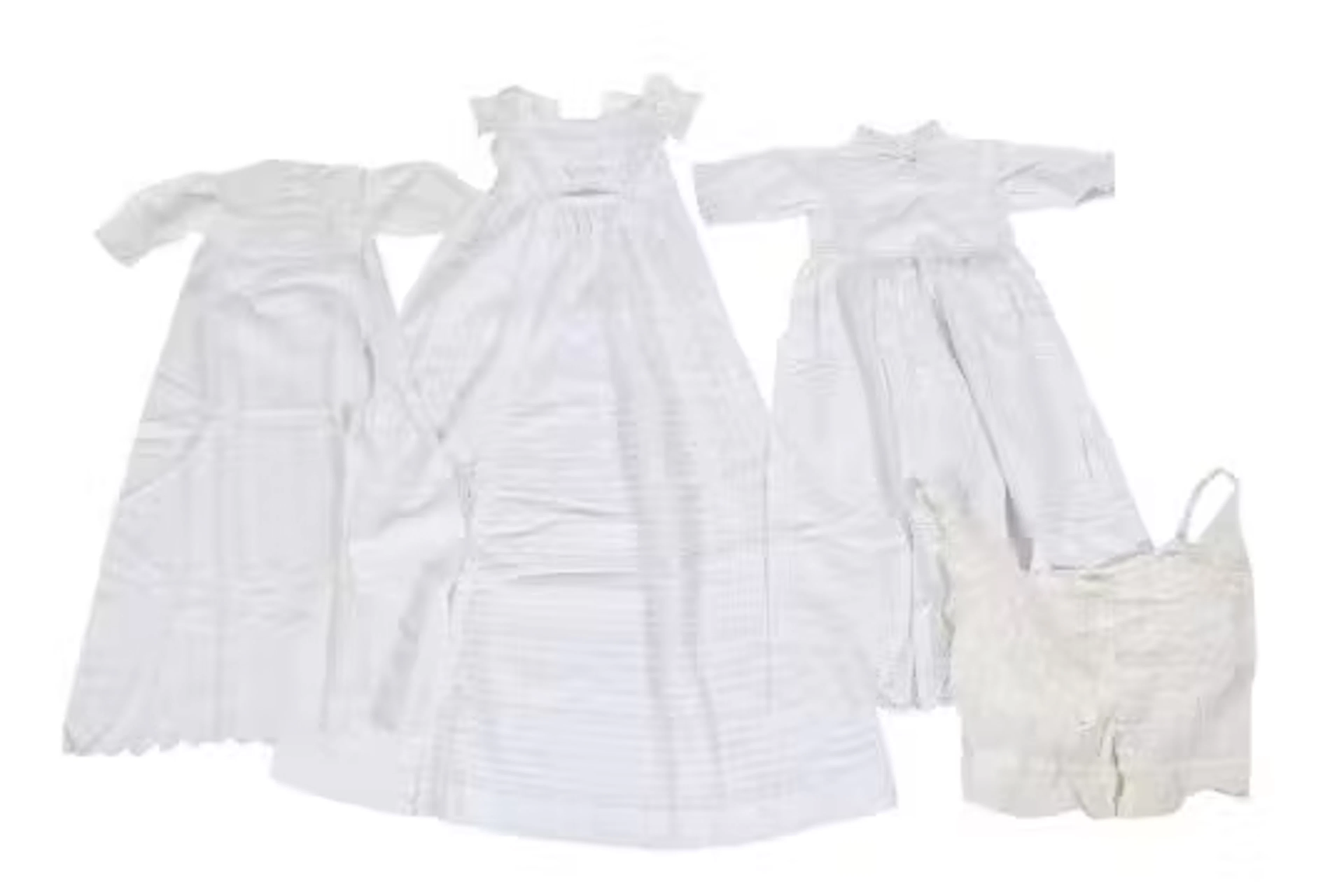 Three Victorian christening gowns.