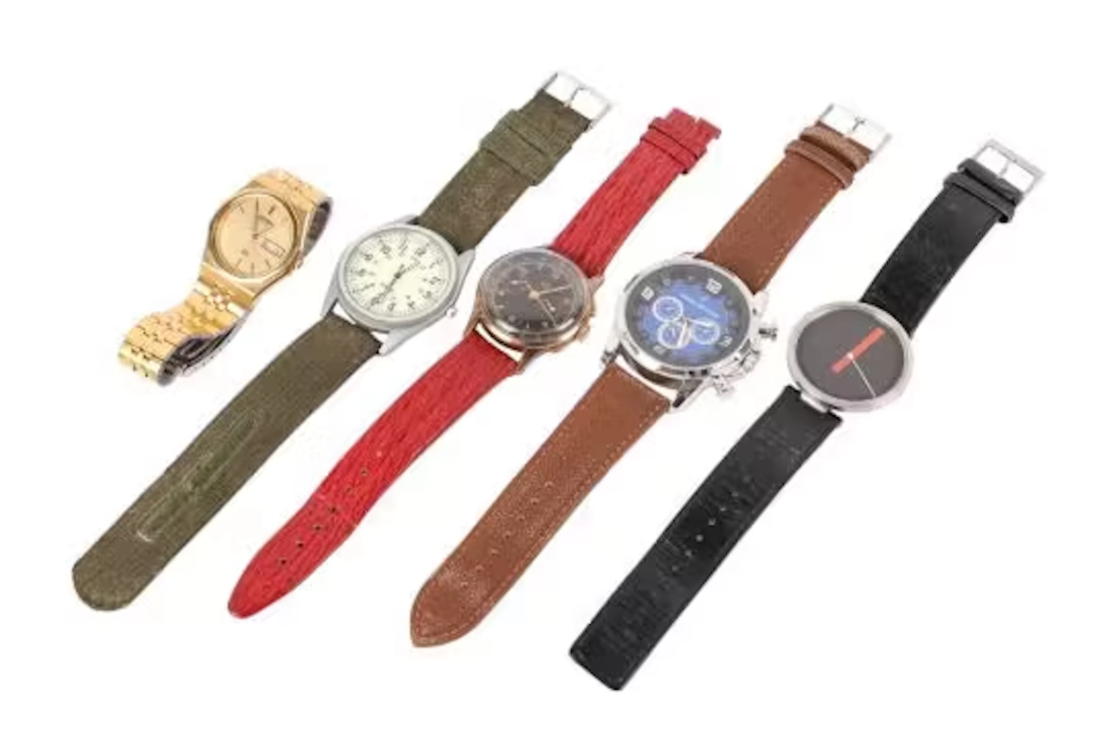 Five gentlemen's assorted wristwatches. Including Seiko, Alessi, Daniel