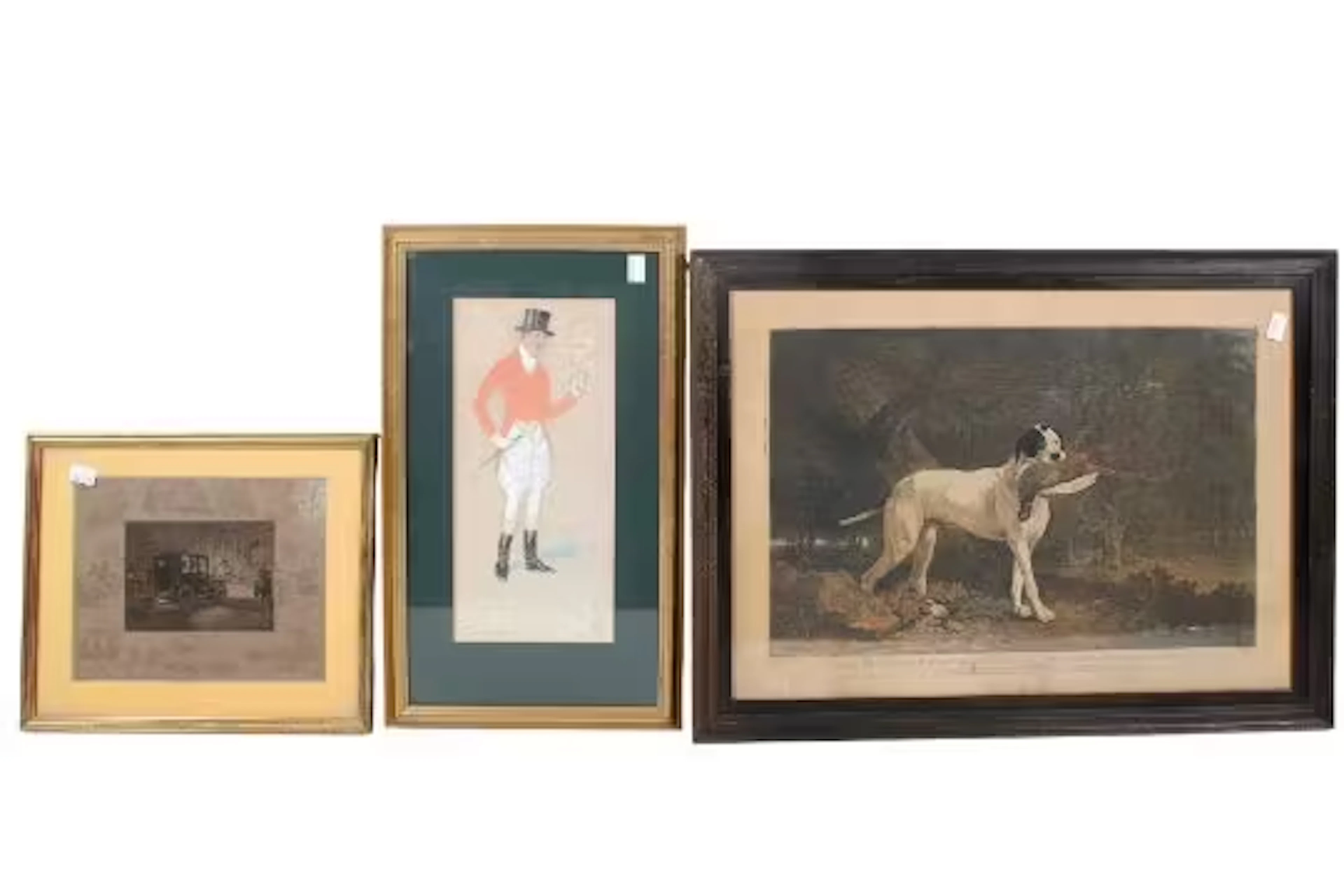 Three vintage hunting related prints.