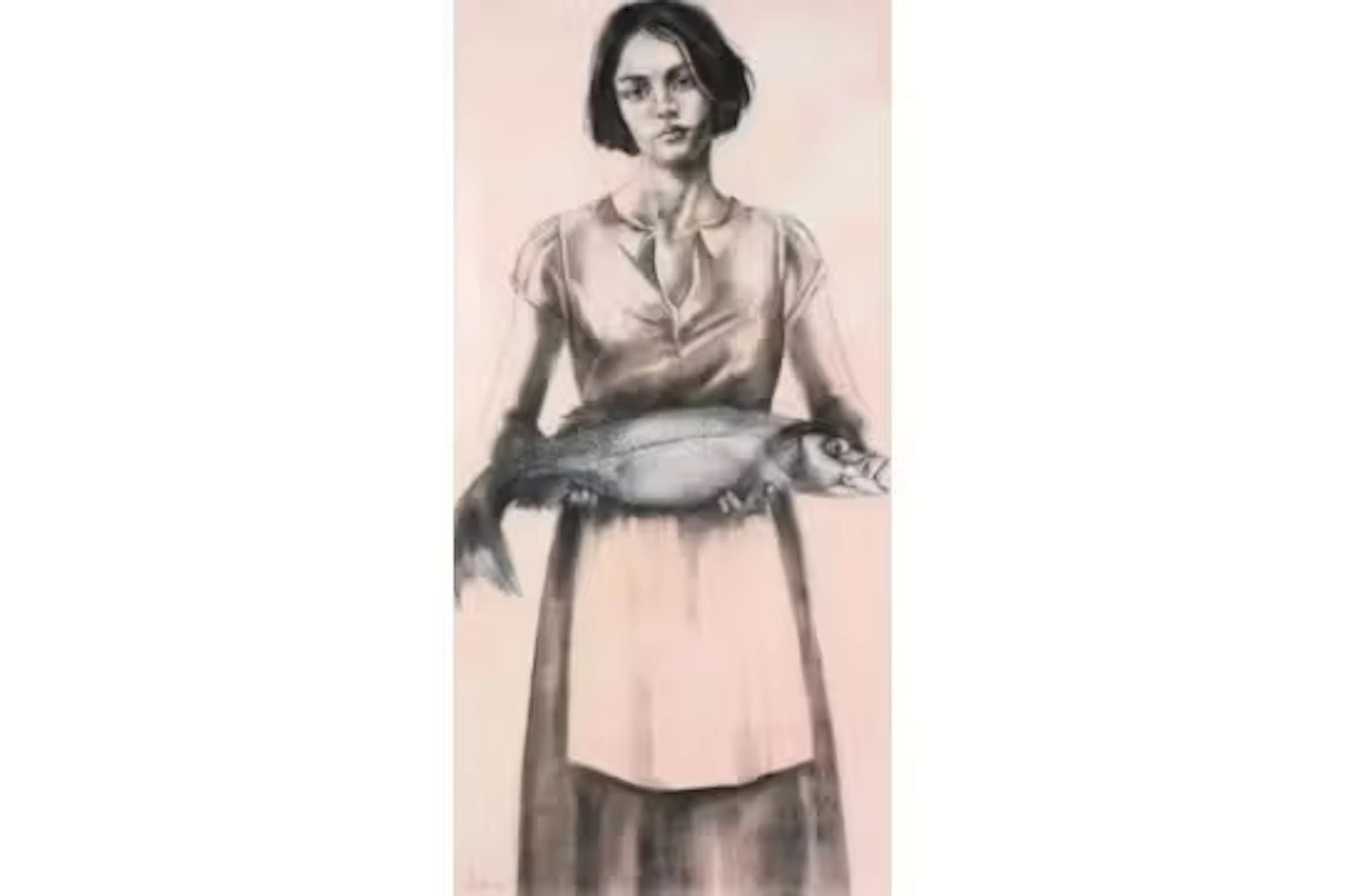 Jo Dixon (20th century) - 'The Offering' charcoal drawing.