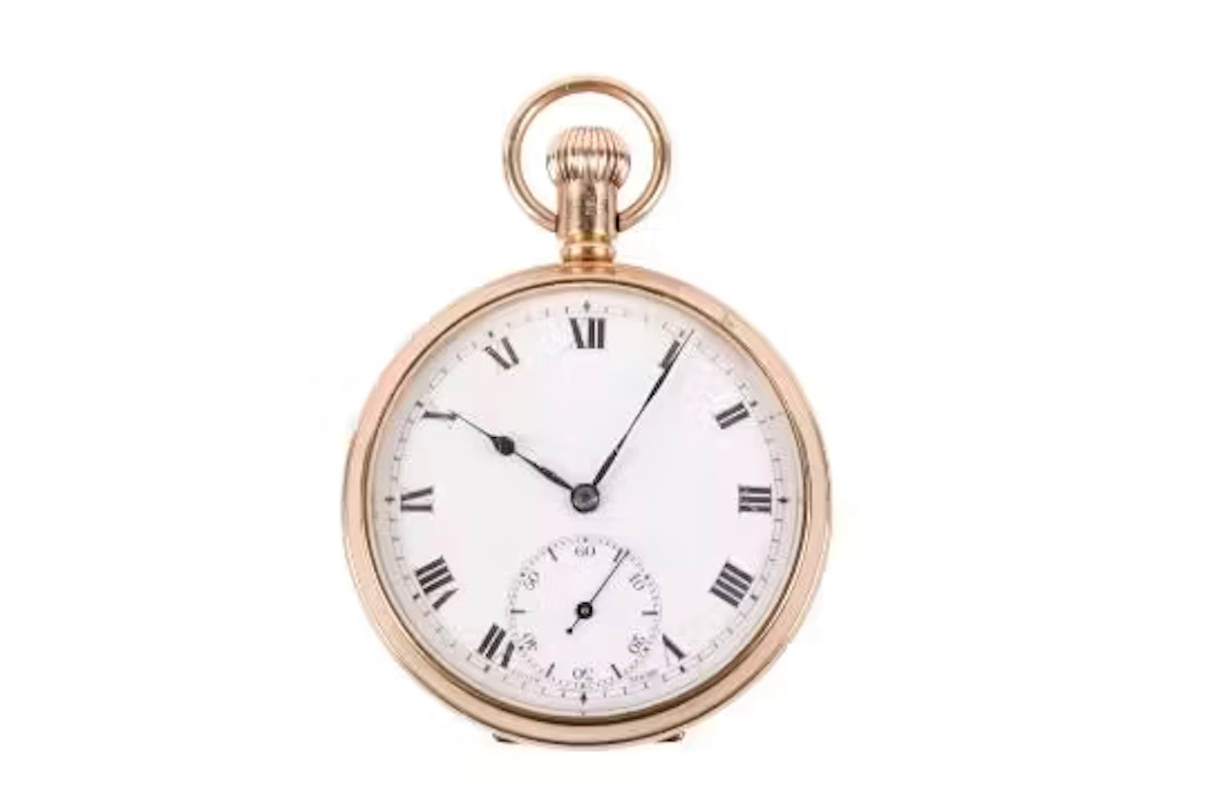 A yellow gold open faced self wind pocket watch stamped 375.
