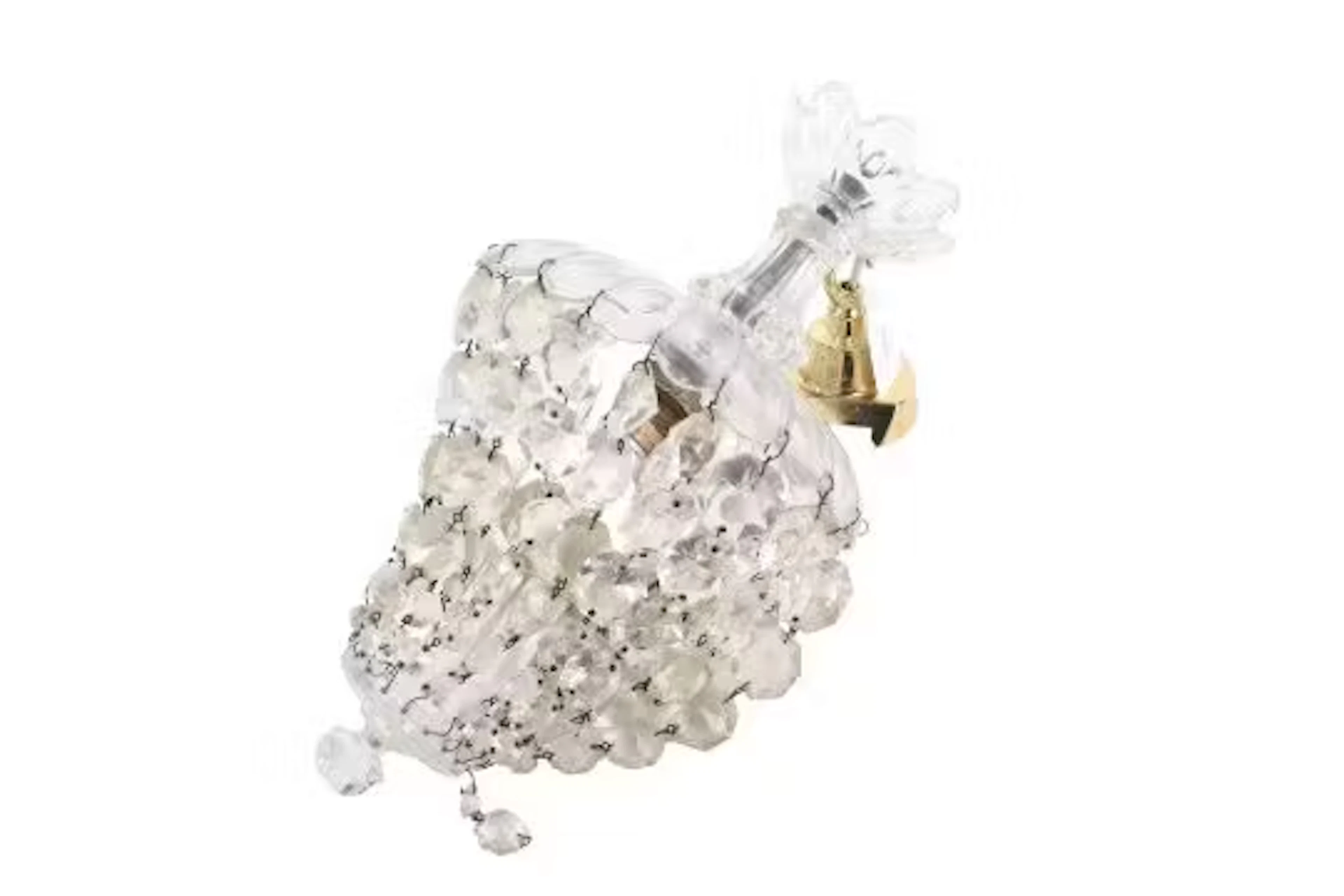 A small mid-century crystal glass chandelier. Having a glass top.