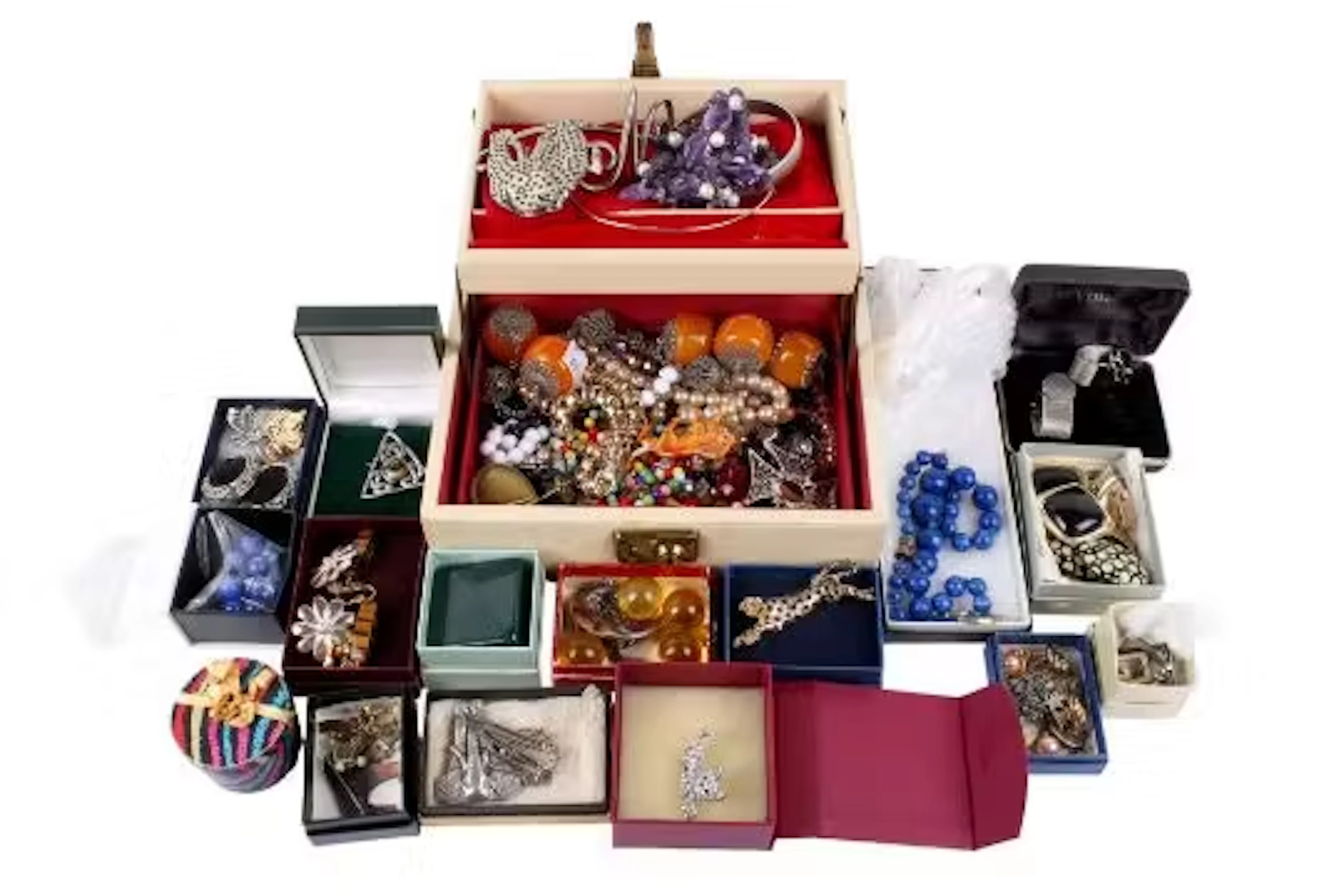 Including a West German necklace, pairs of beaded earrings, a pair