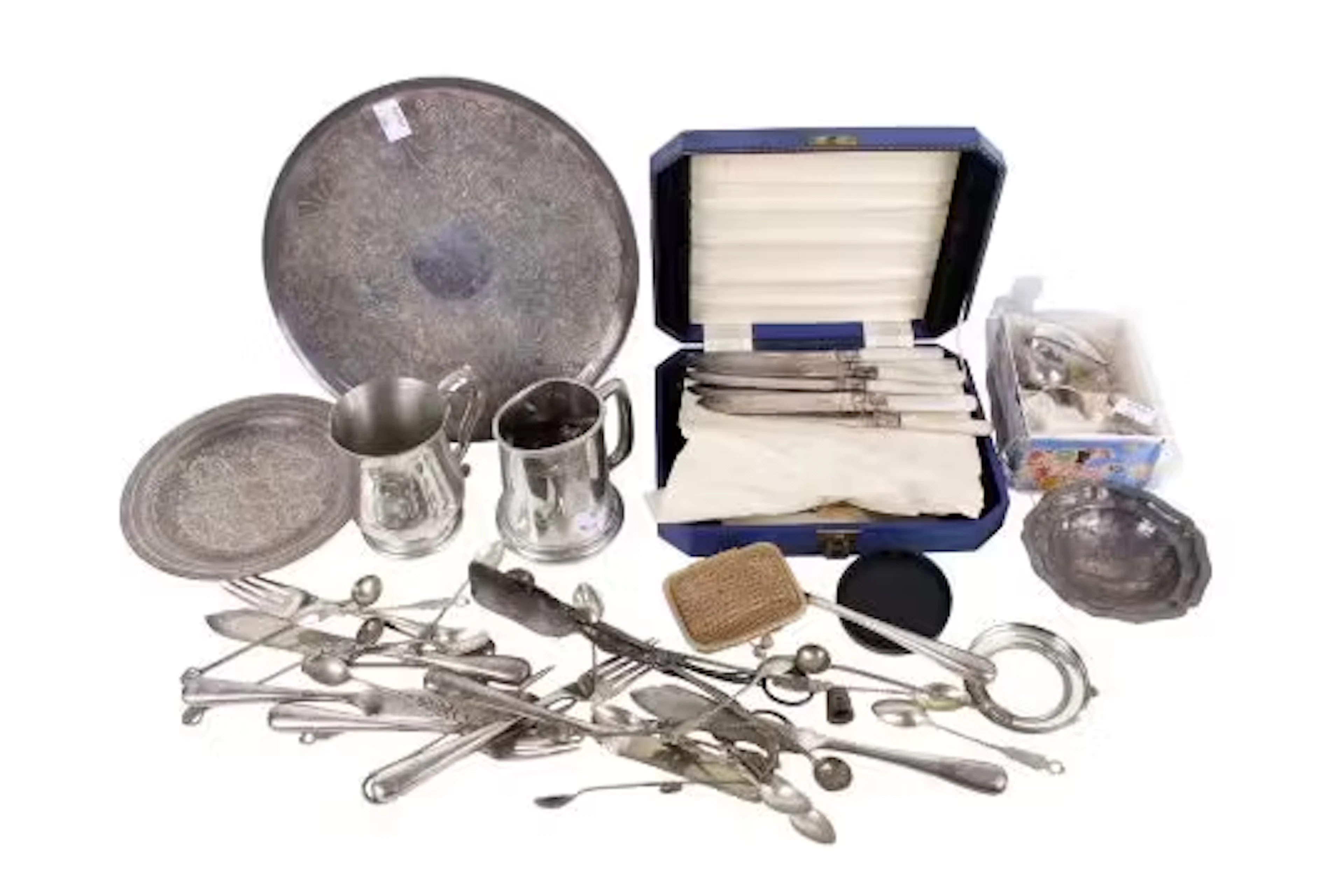 A quantity of silver plated table items.