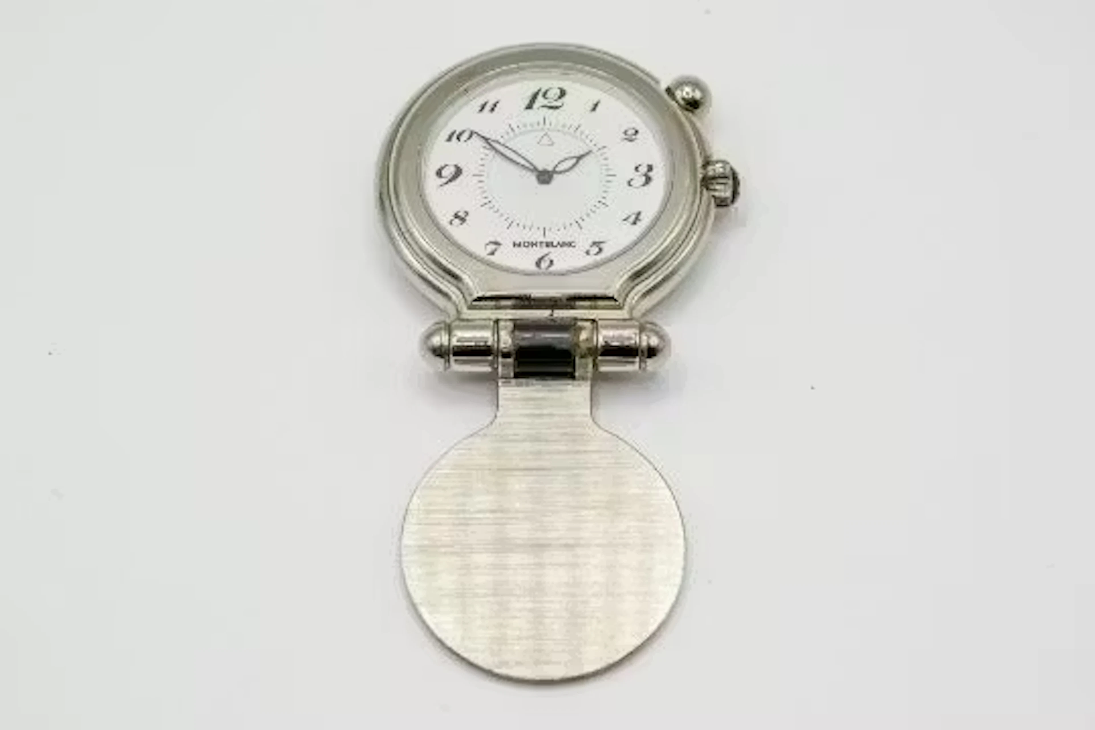 A Montblanc pocket travel alarm clock.