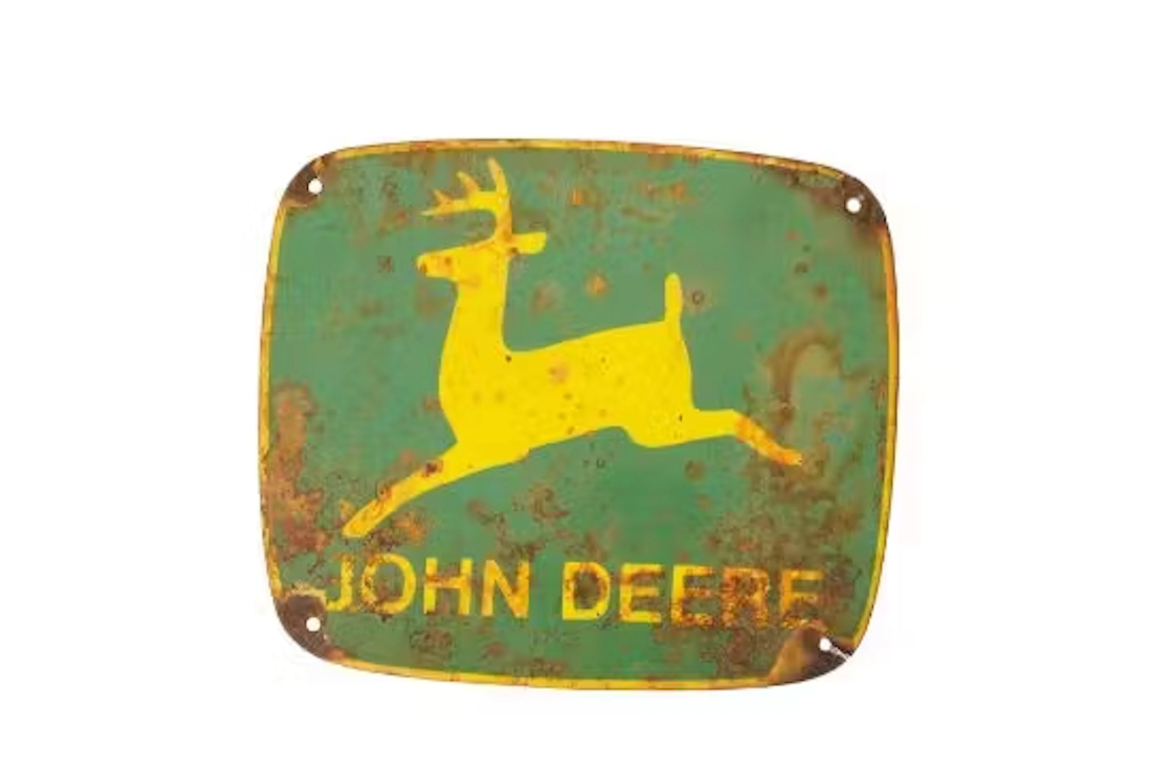A John Deer enamel advertising sign. Single sided. H24cm W28cm.