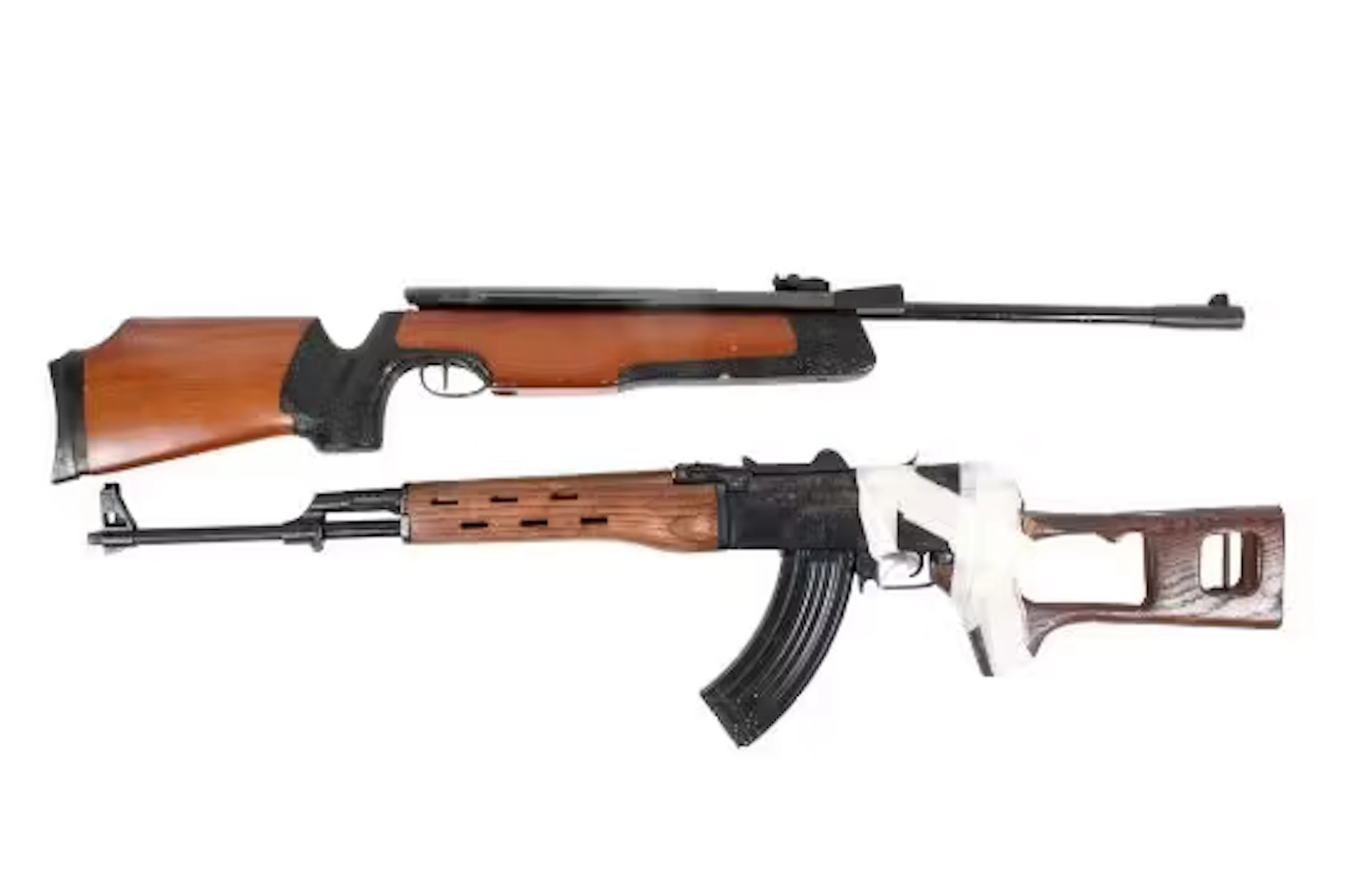 Two vintage air rifles. Including a side lever air rifle and 'AK47' copy.