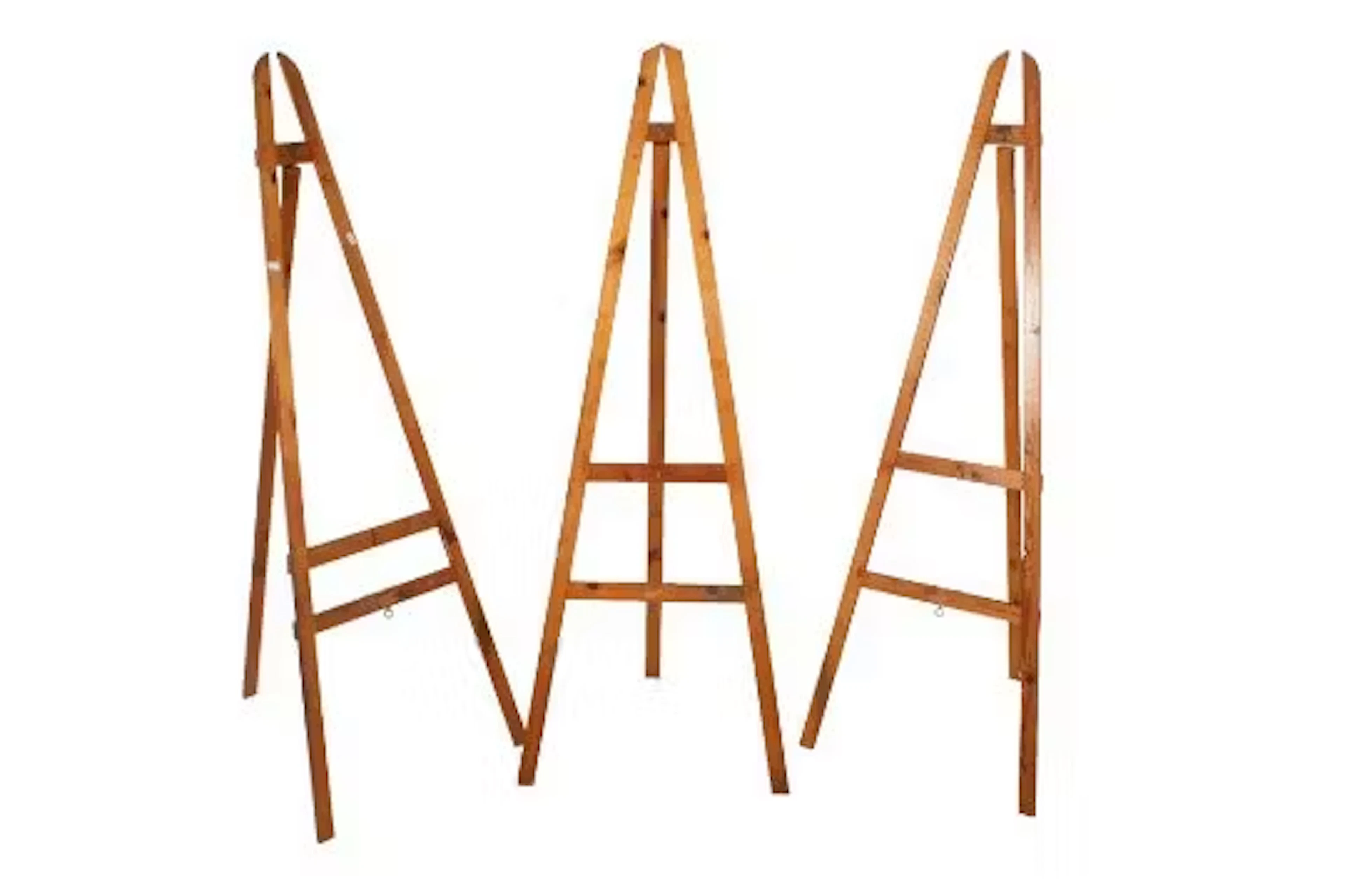 Three vintage wooden easel type A frames.