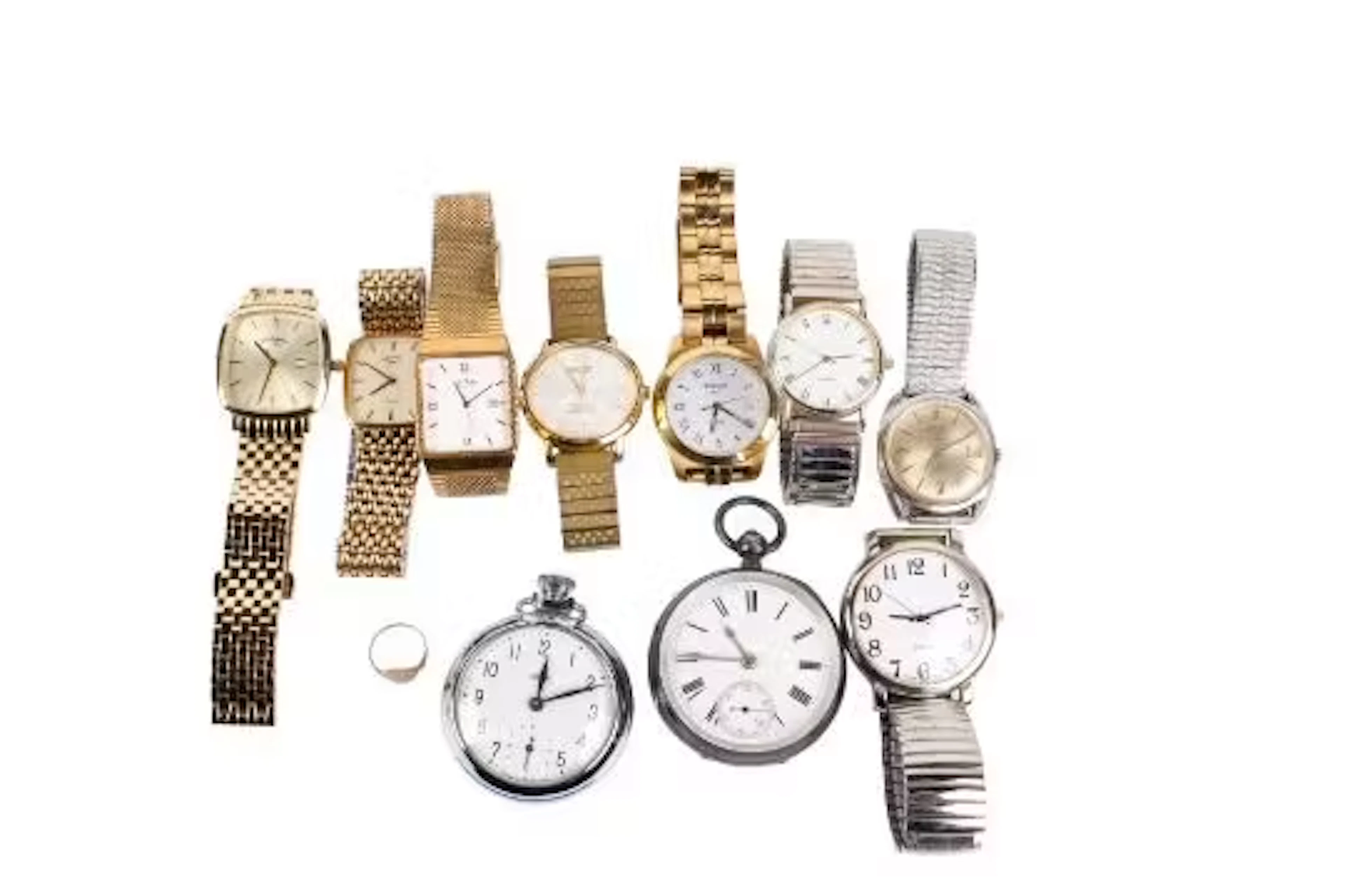 A collection of gentlemen's wristwatches and pocket watches.