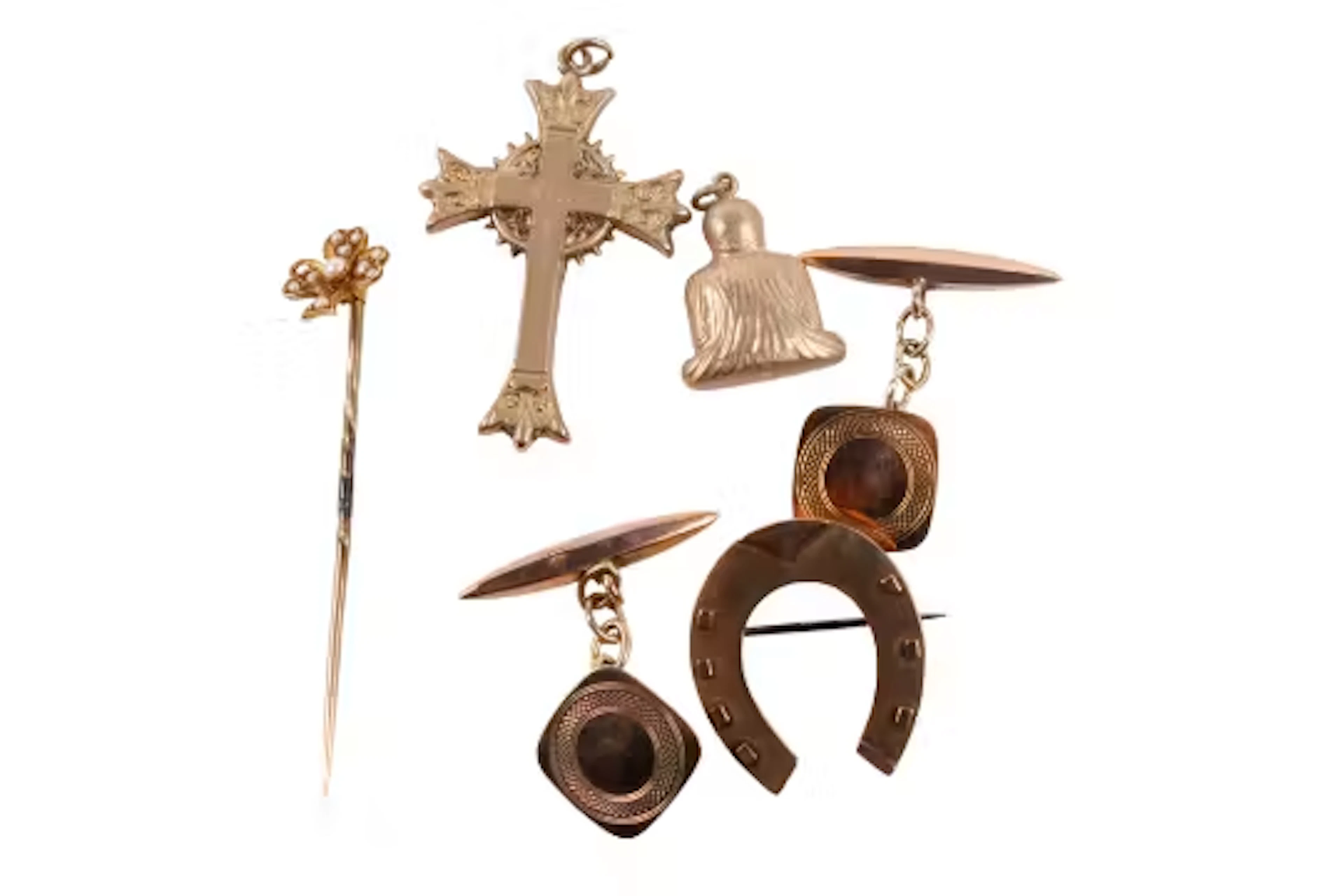 A small group of 9ct gold and yellow metal jewellery.