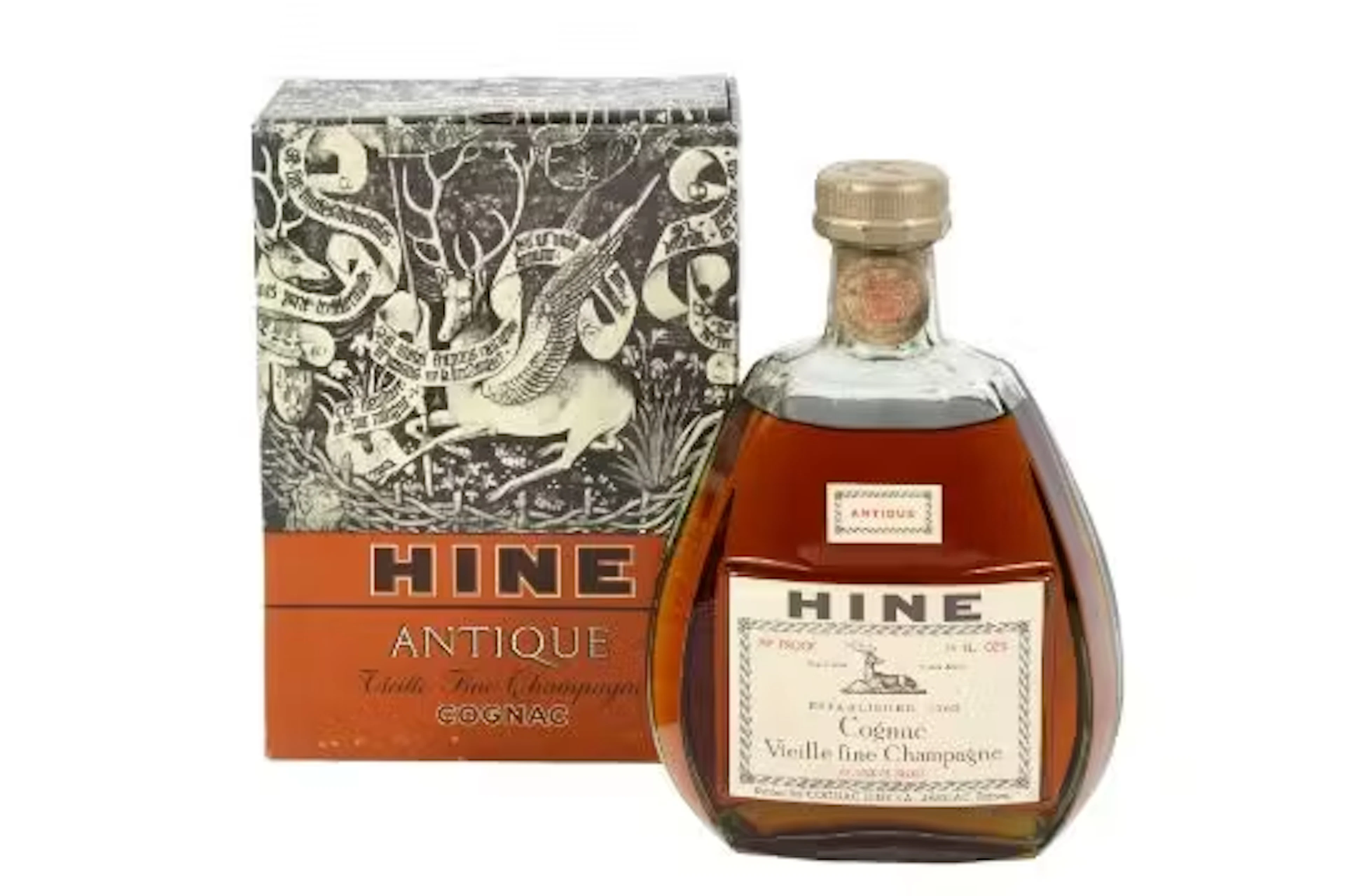 A circa 1960s bottle of Hine Antique Cognac, Vieille fine Champagne