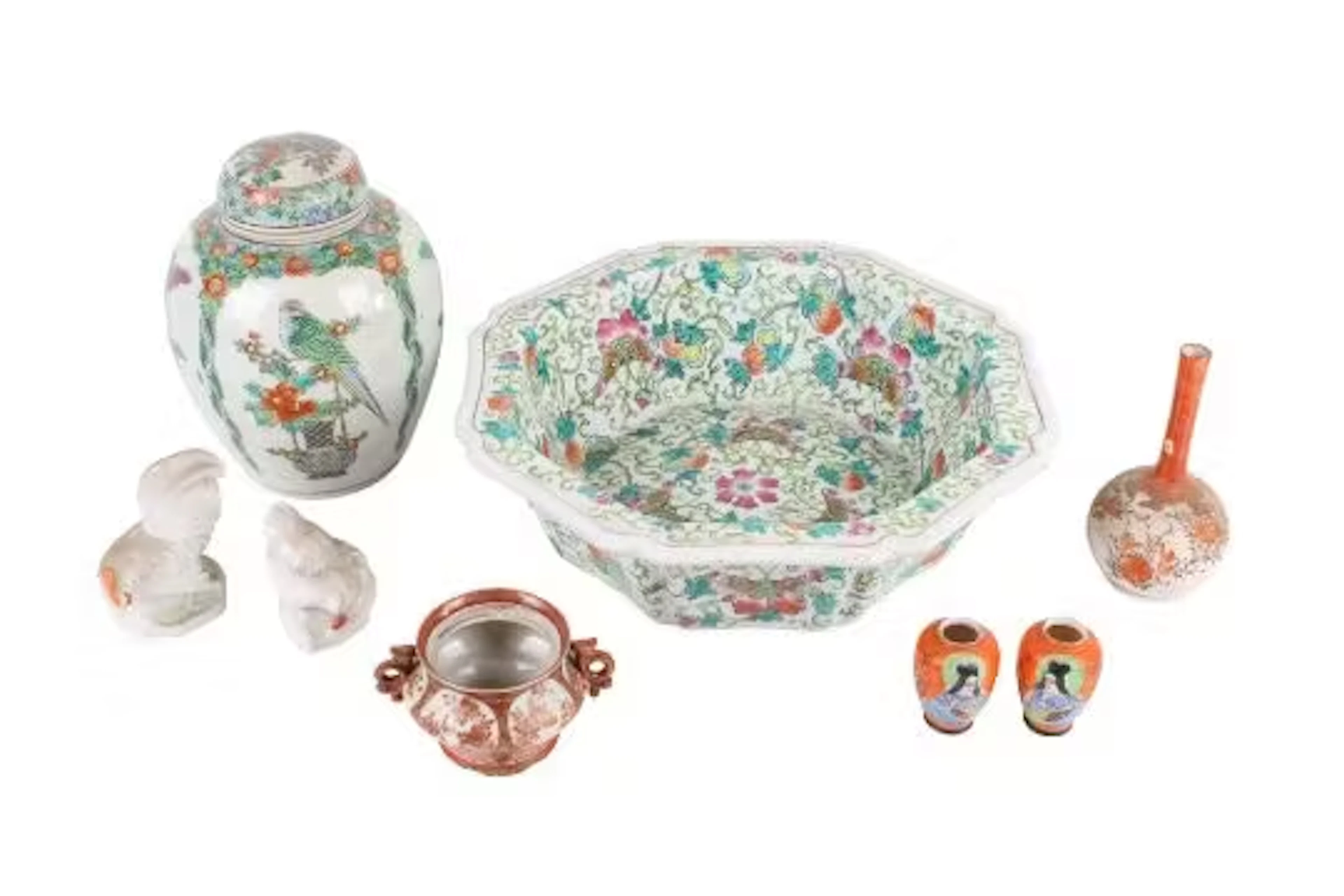 An assortment of 19th century and later oriental ceramics.