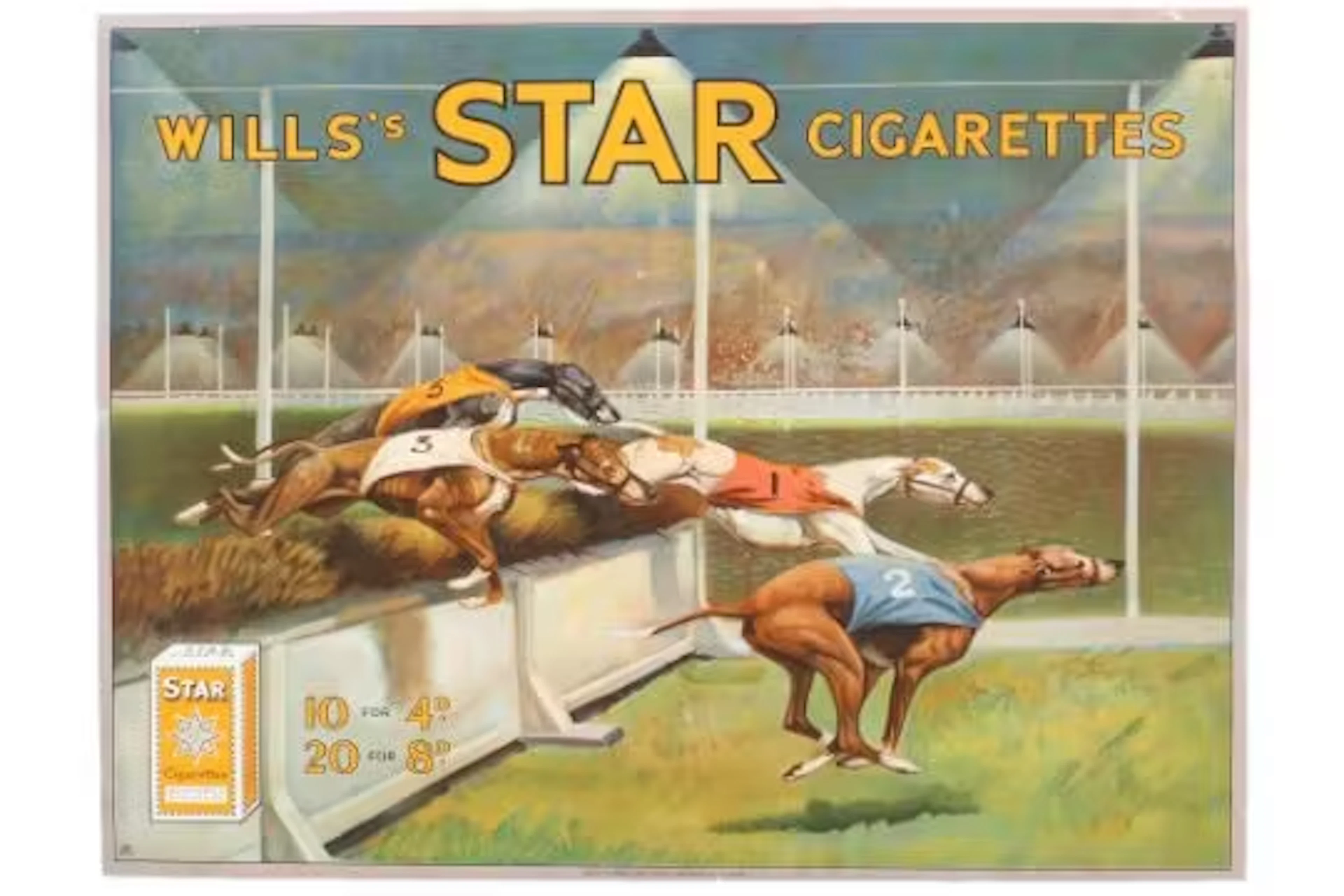 A Will's STAR Cigarettes tobacco advertising poster of grey hound