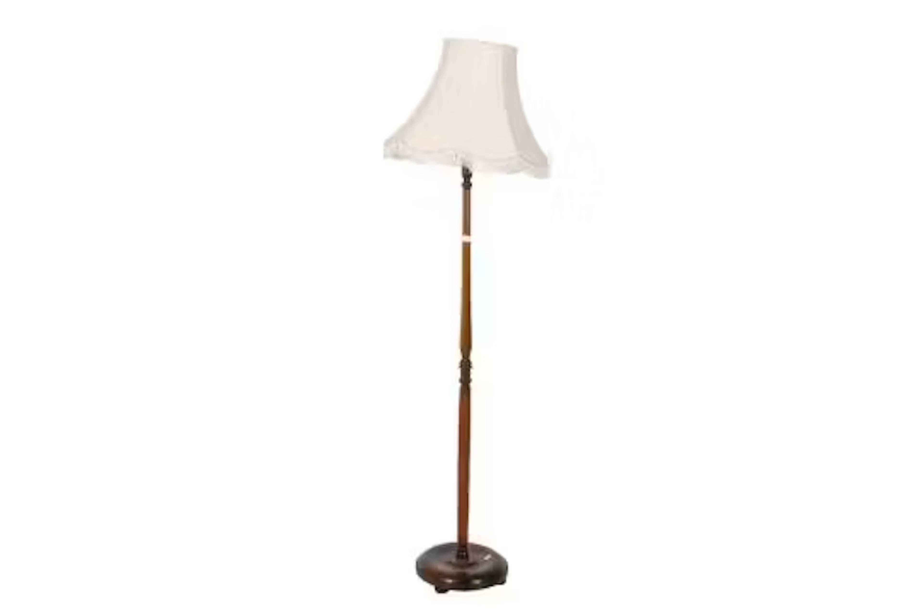 A vintage oak standard lamp.