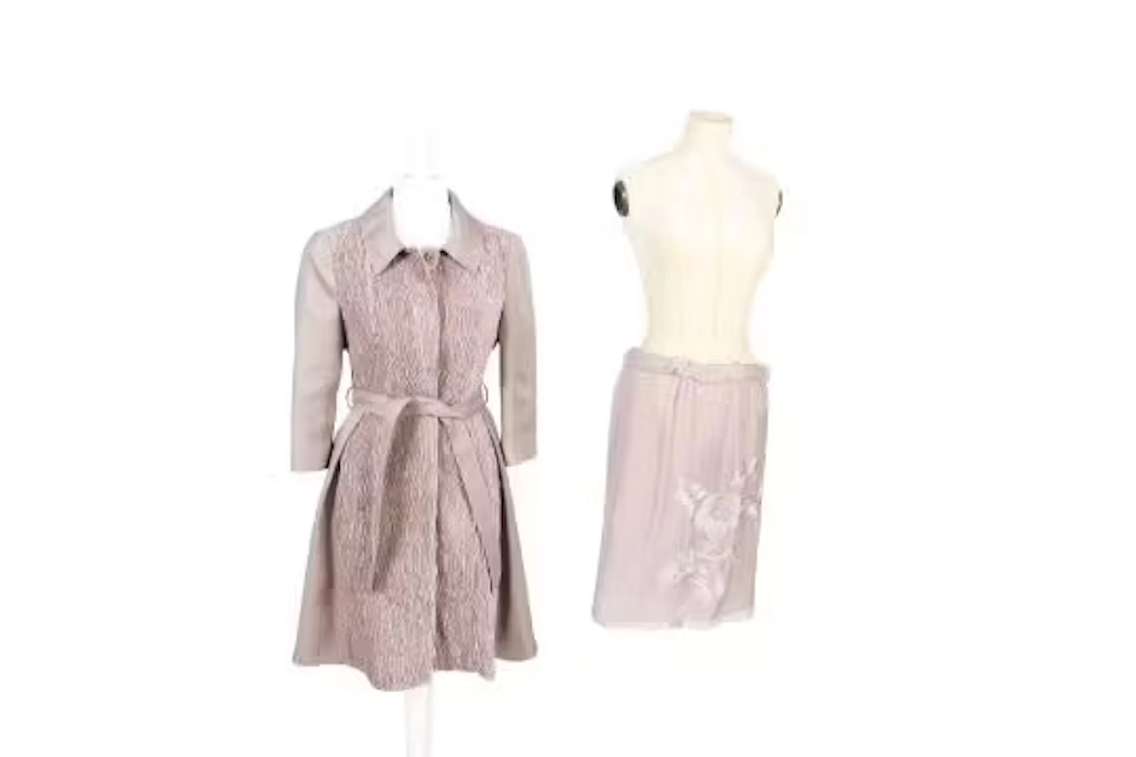 An Alberta Ferretti lilac coat and skirt.