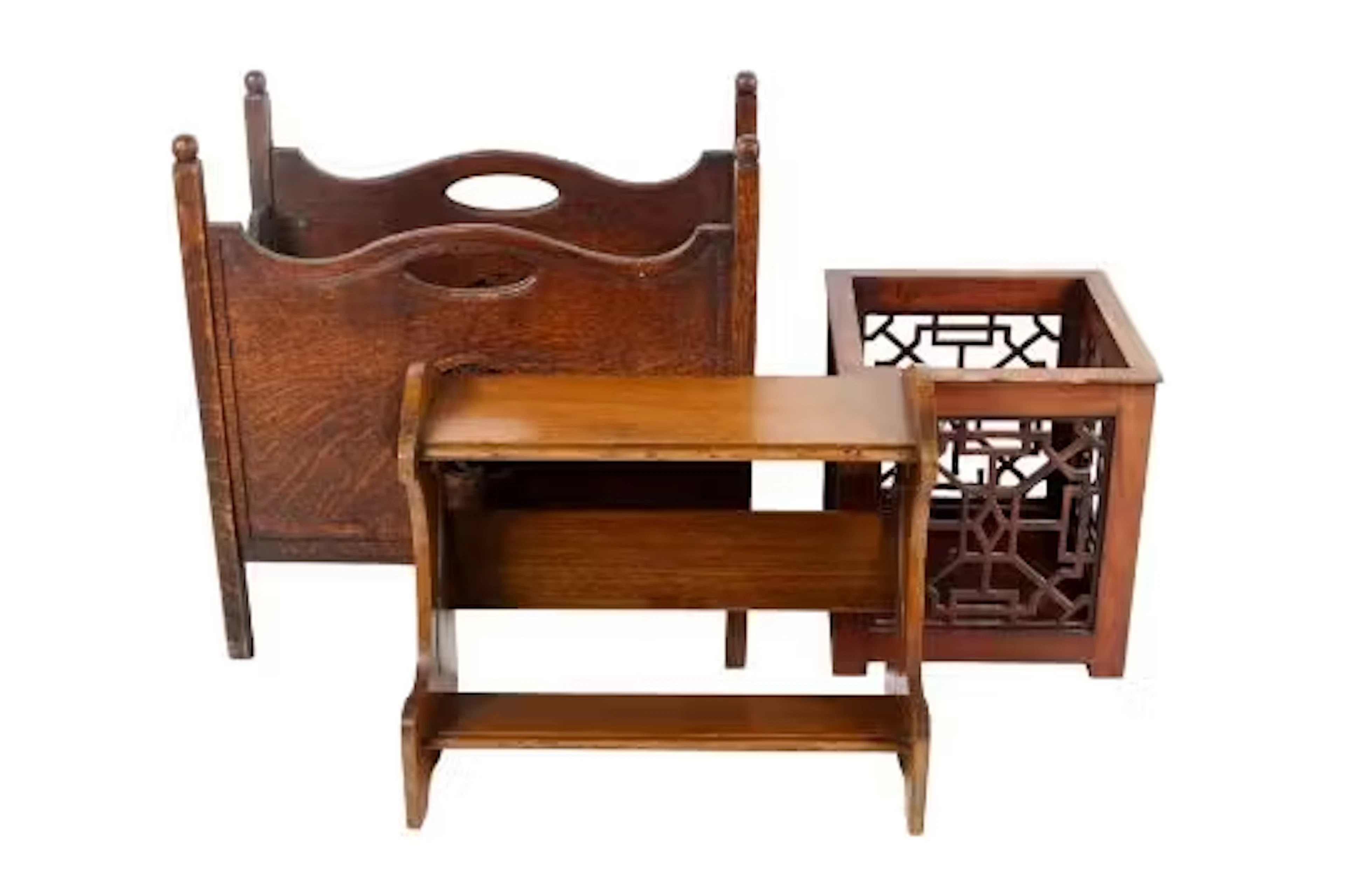 Three small items of wooden furniture.