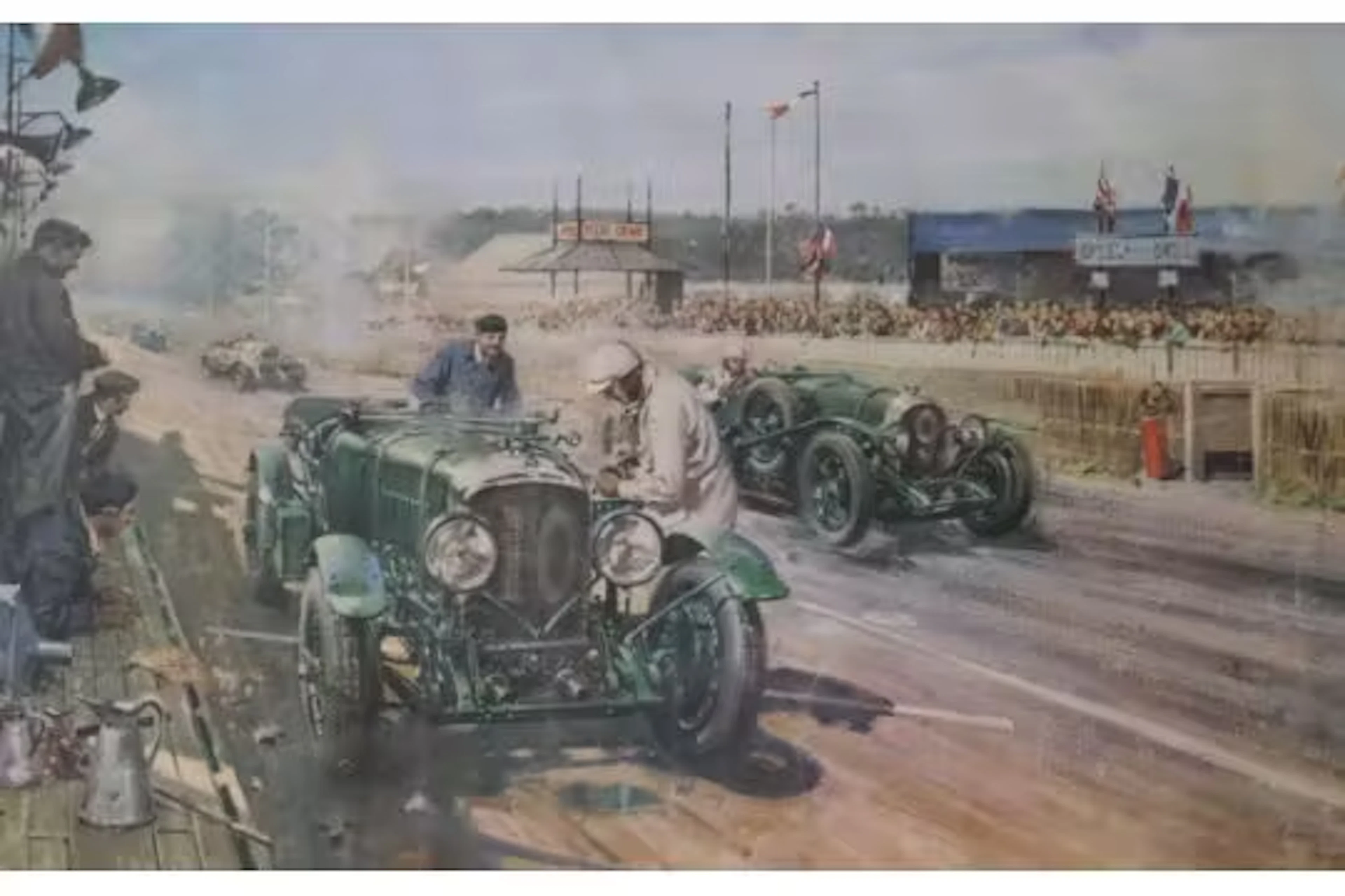 After Terrence Cuneo (British 20th century), 'Bentleys at Le Mans