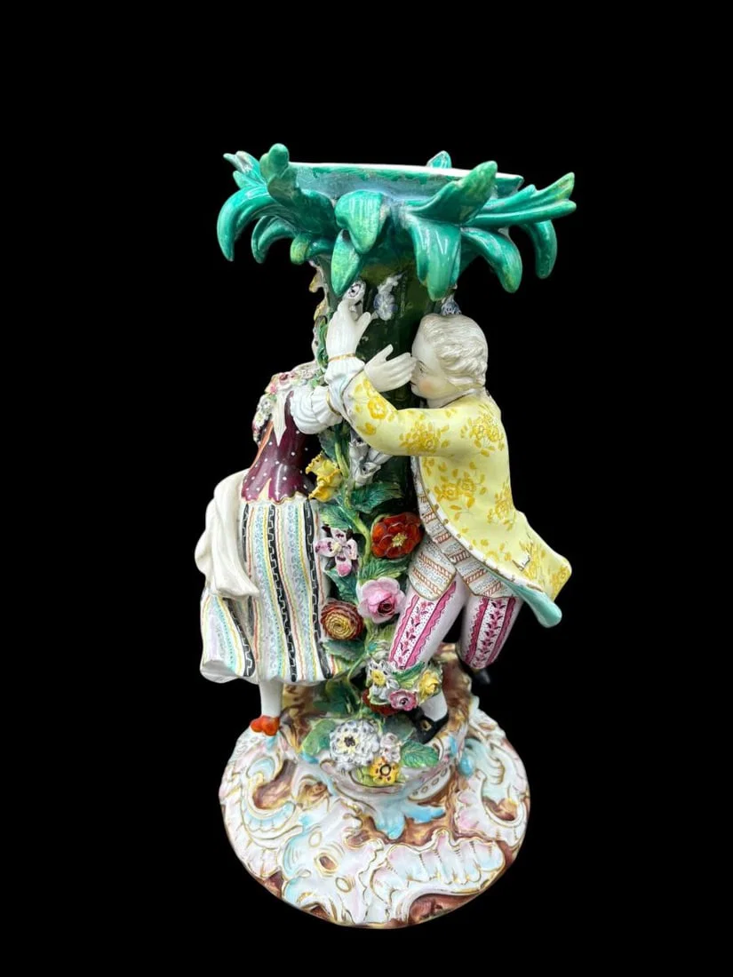 Antique Meissen Porcelain Flower-Encrusted Figural Centerpiece Base (only)