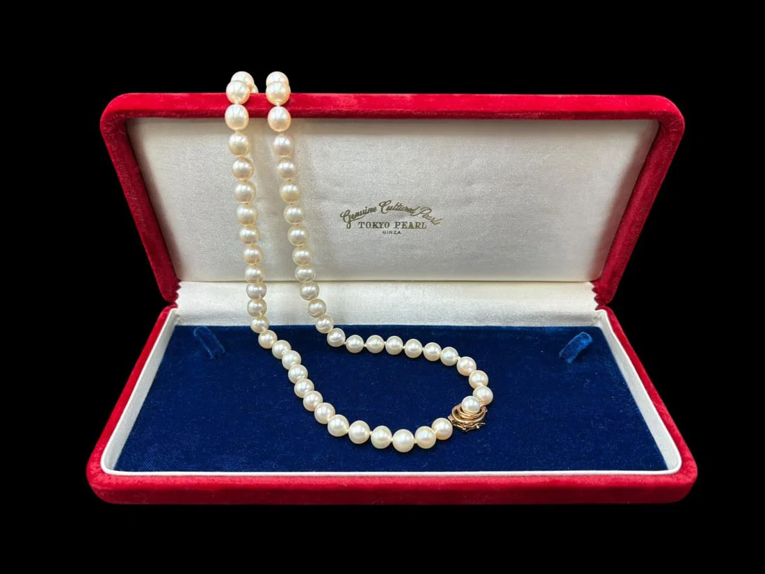 27" Cultured Tokyo Pearl Ginza Strand Necklace with 14k Gold & Pearl