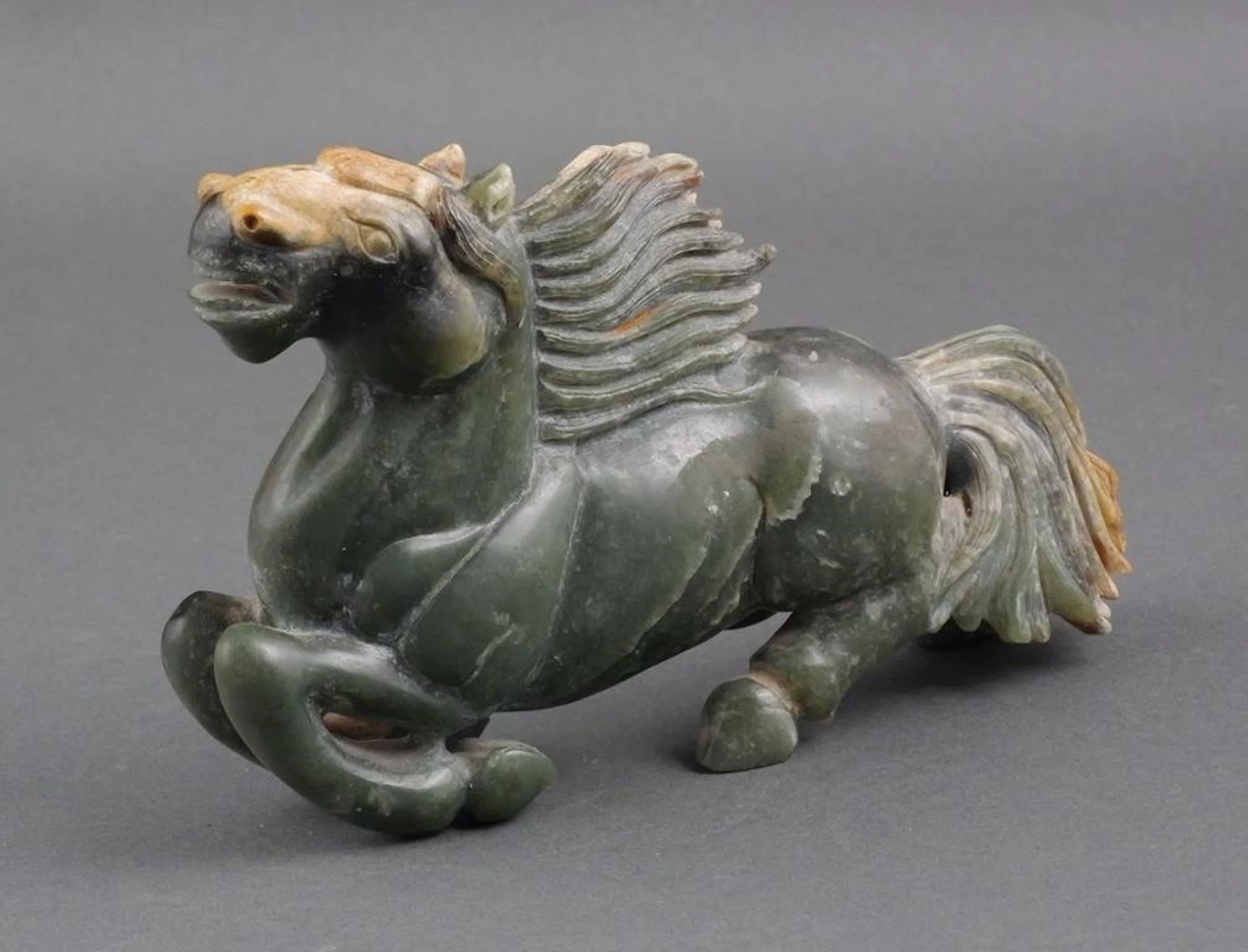 Chinese Carved Green Stone Horse Figure