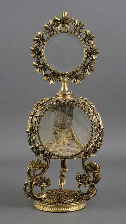 Vintage Ormolu Filigree Perfume Bottle