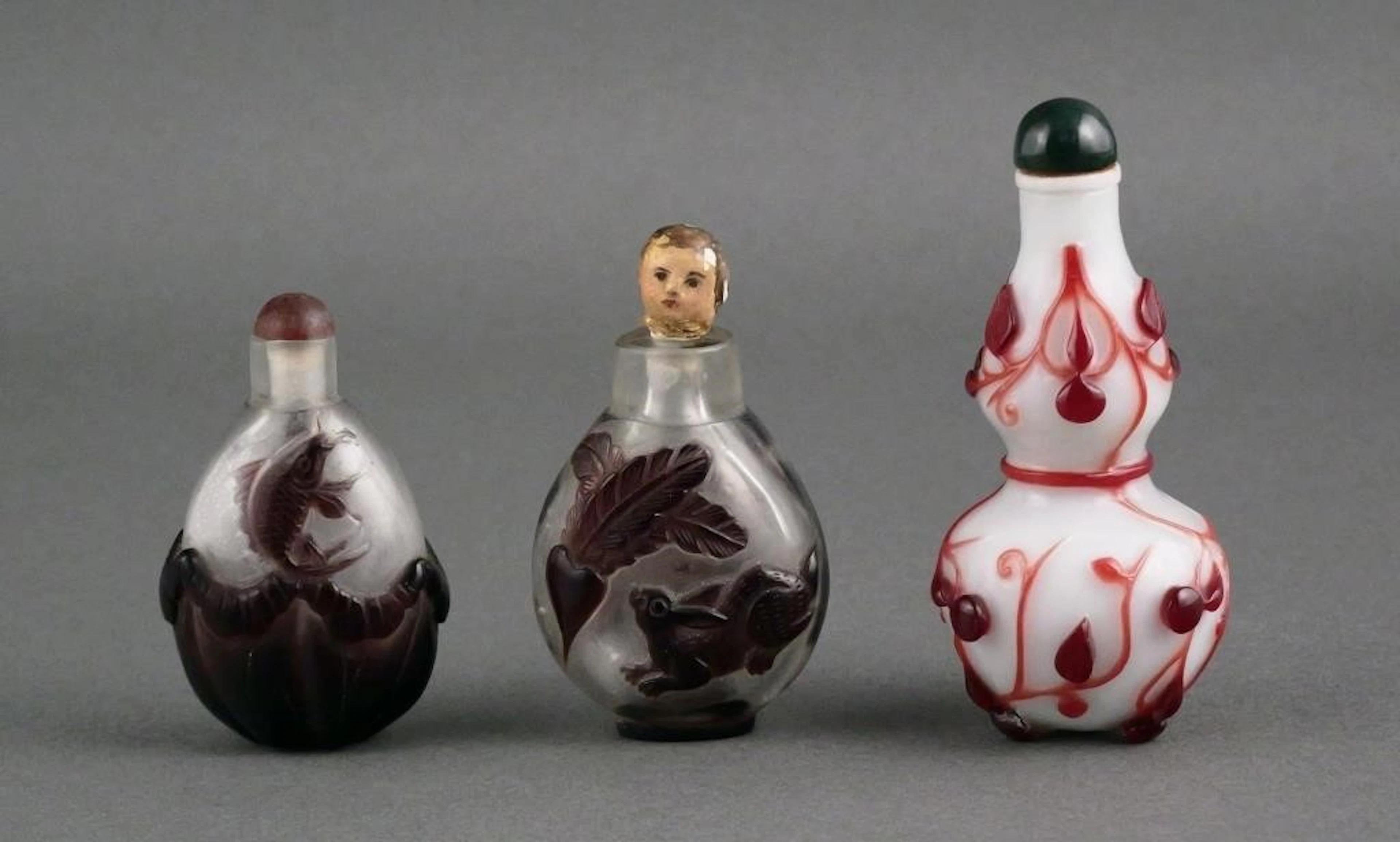 (3) Peking Glass Snuff Bottles