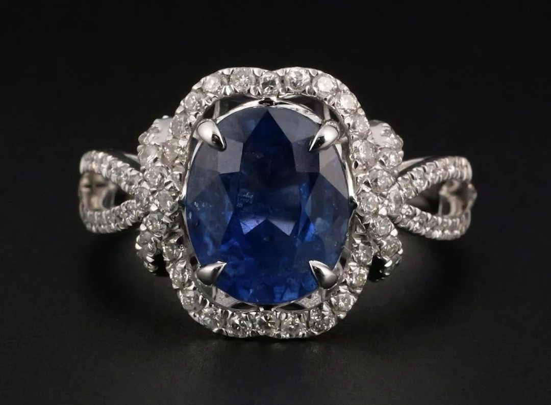Offo Gofflieb Platinum Sapphire and Diamond Ring