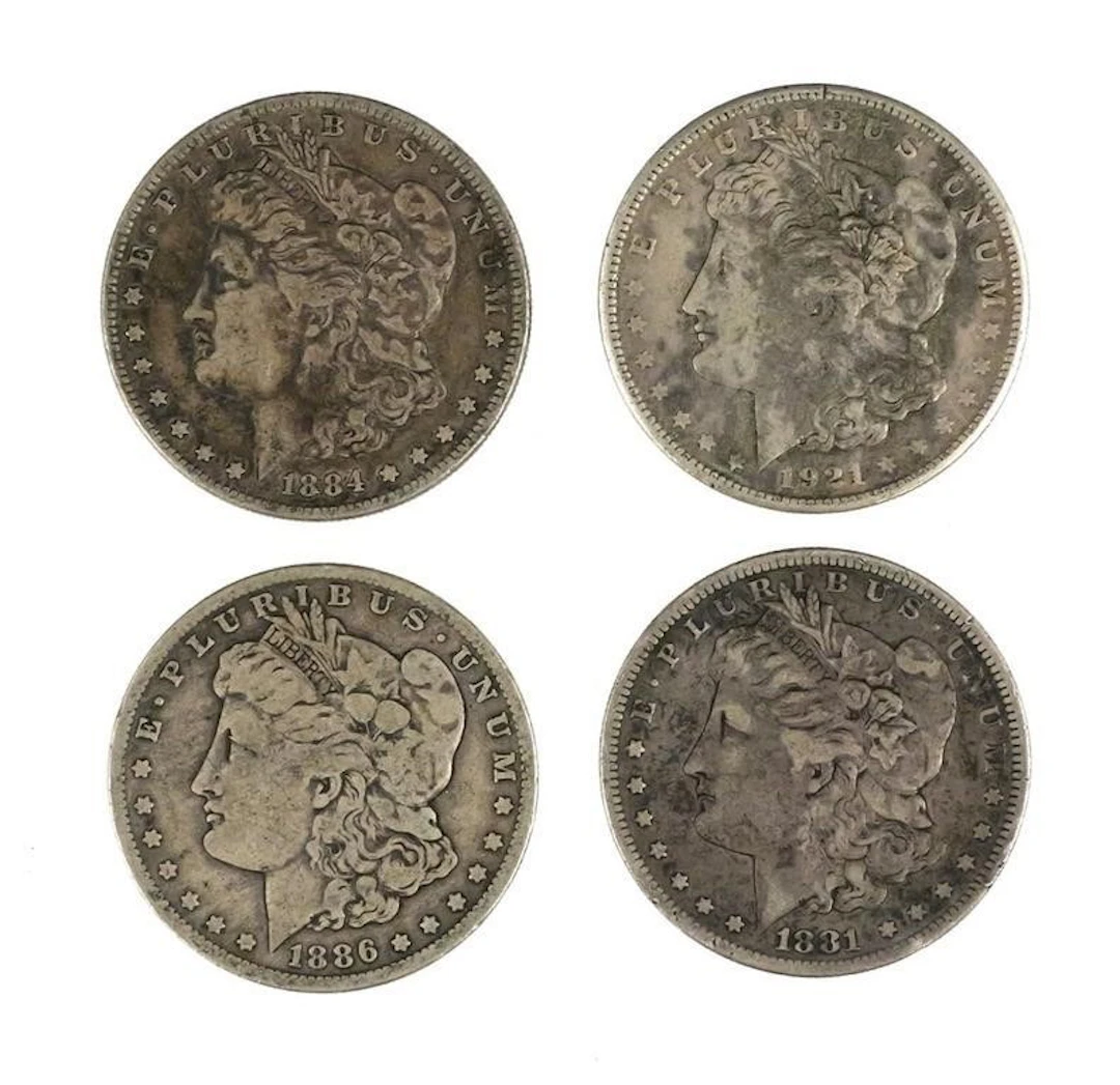 (4) Morgan Silver Dollars 1881-1921