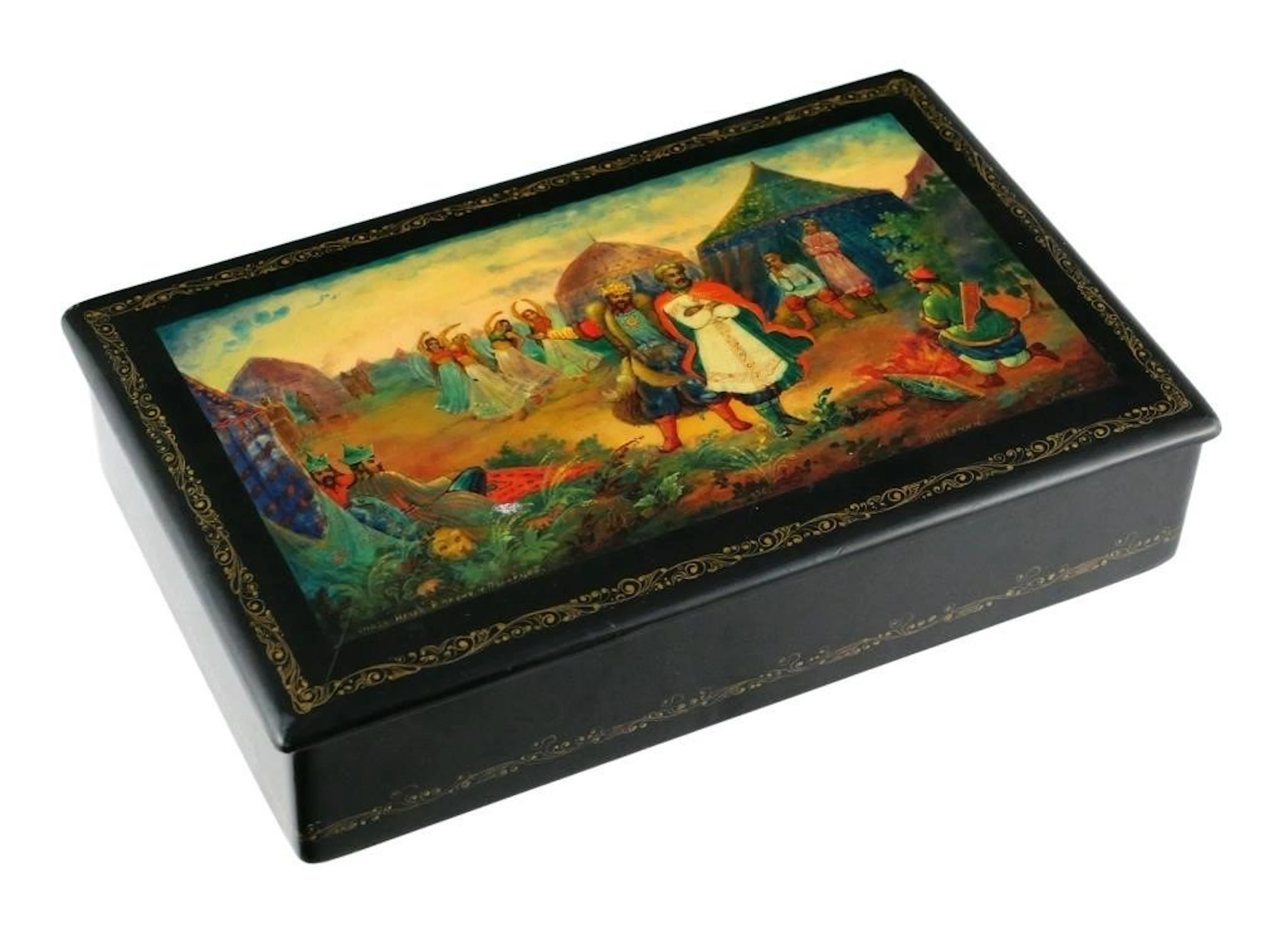 Vintage Russian Palekh Lacquer Box Signed Ivakin