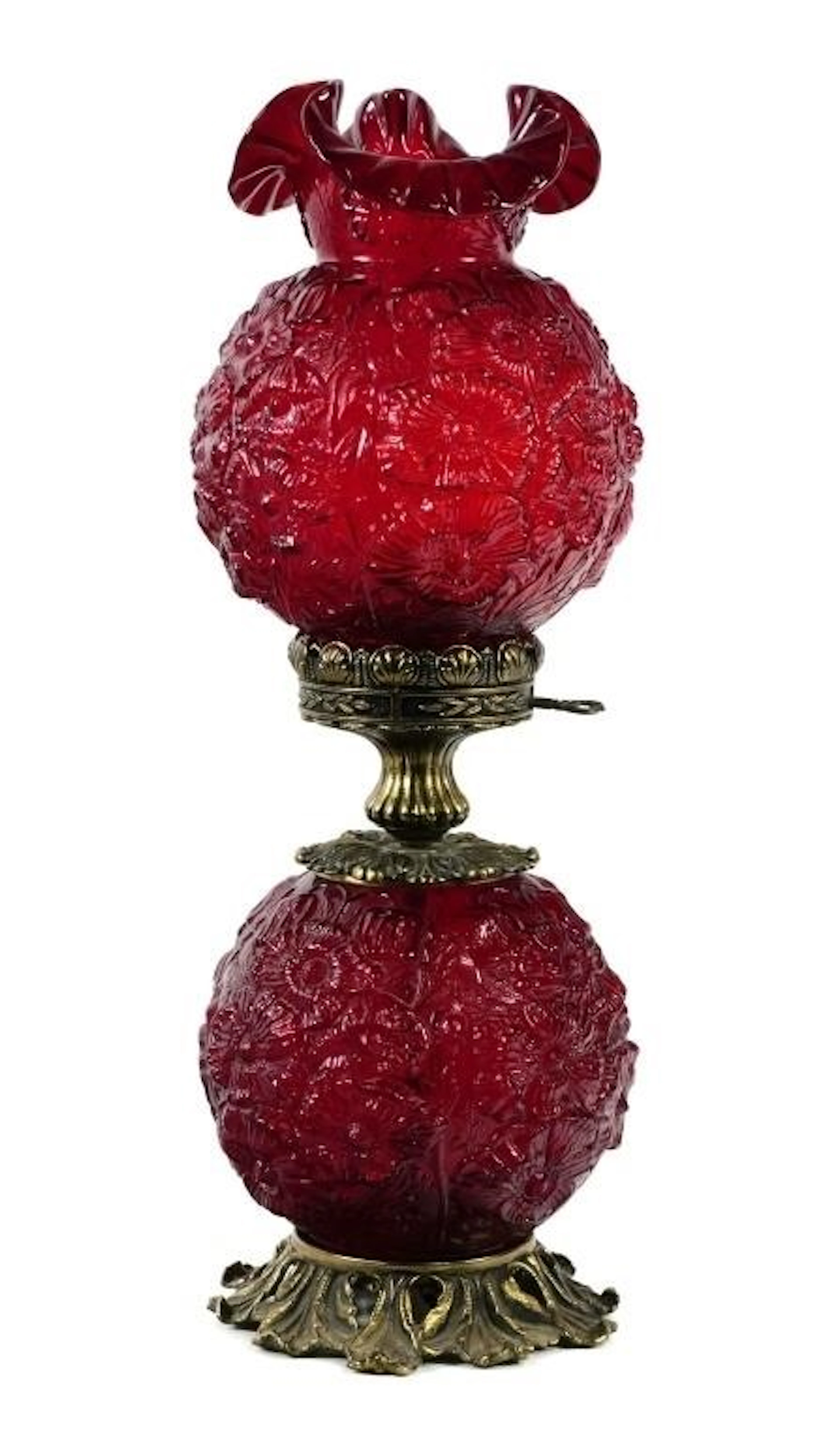 Fenton Glass Ruby Red Poppy GWTW Lamp